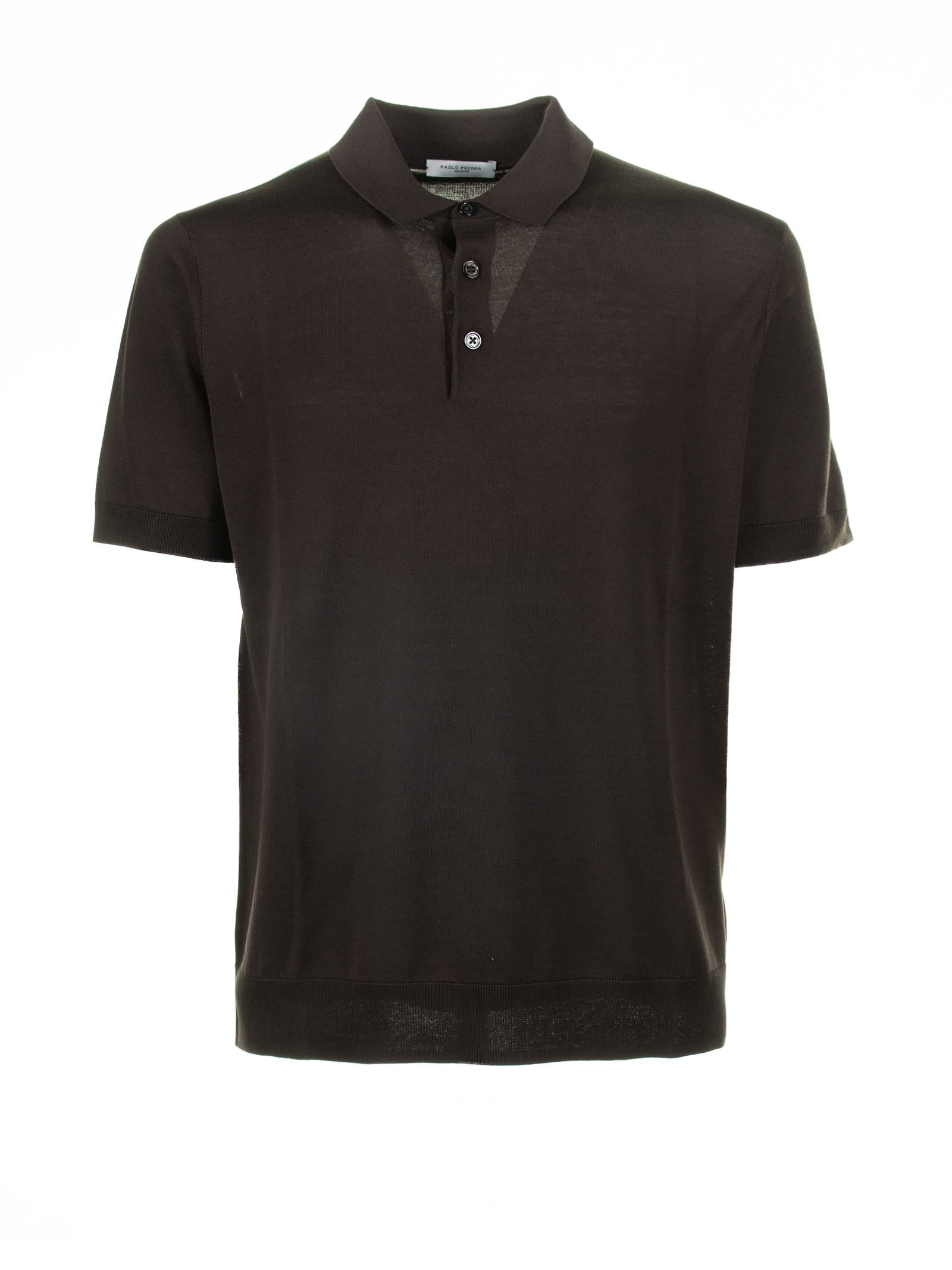 Shop Paolo Pecora Brown Polo Shirt With Short Sleeves In Cioccolato