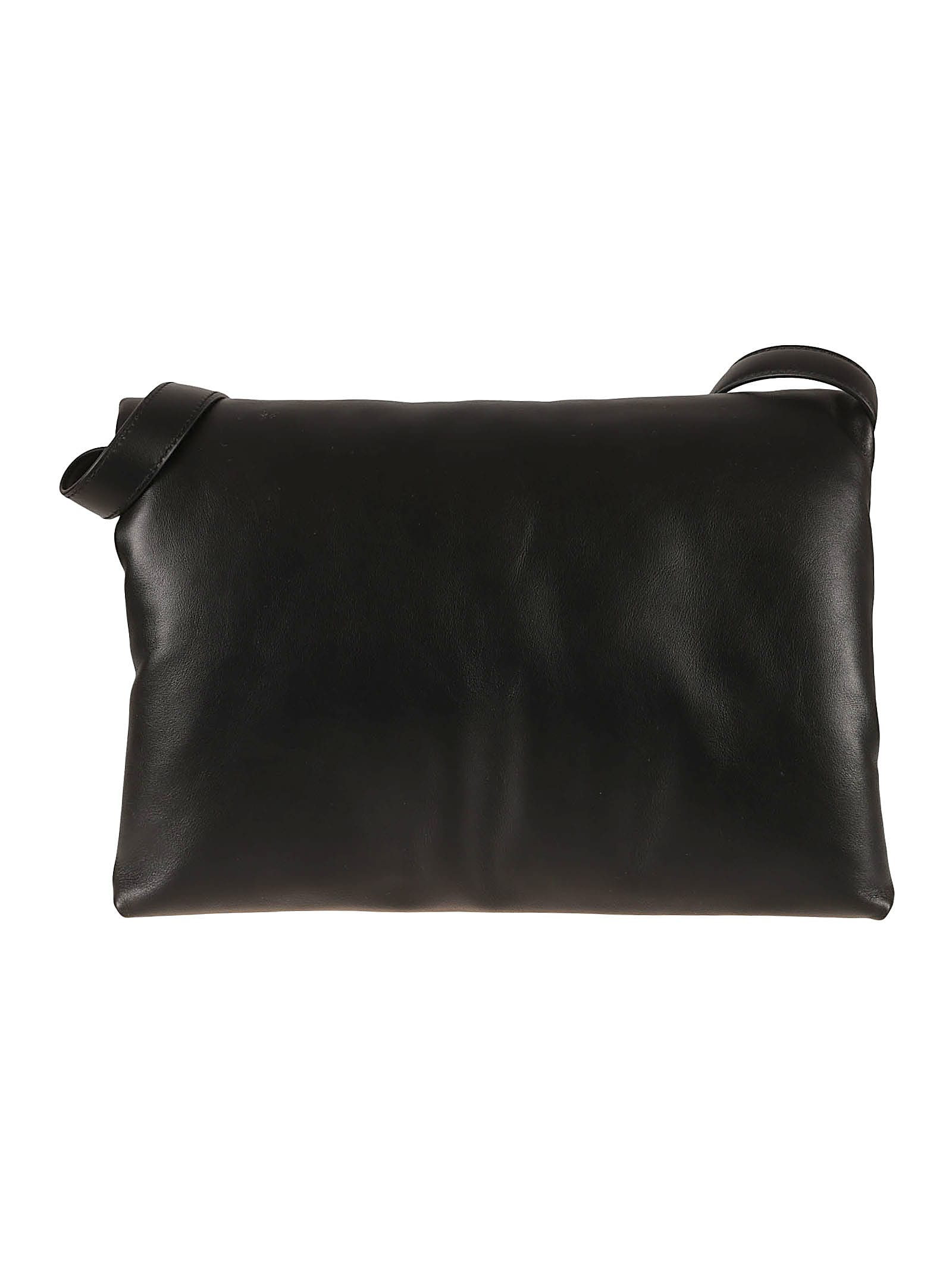 Shop Marni Logo Flap Shoulder Bag In Black