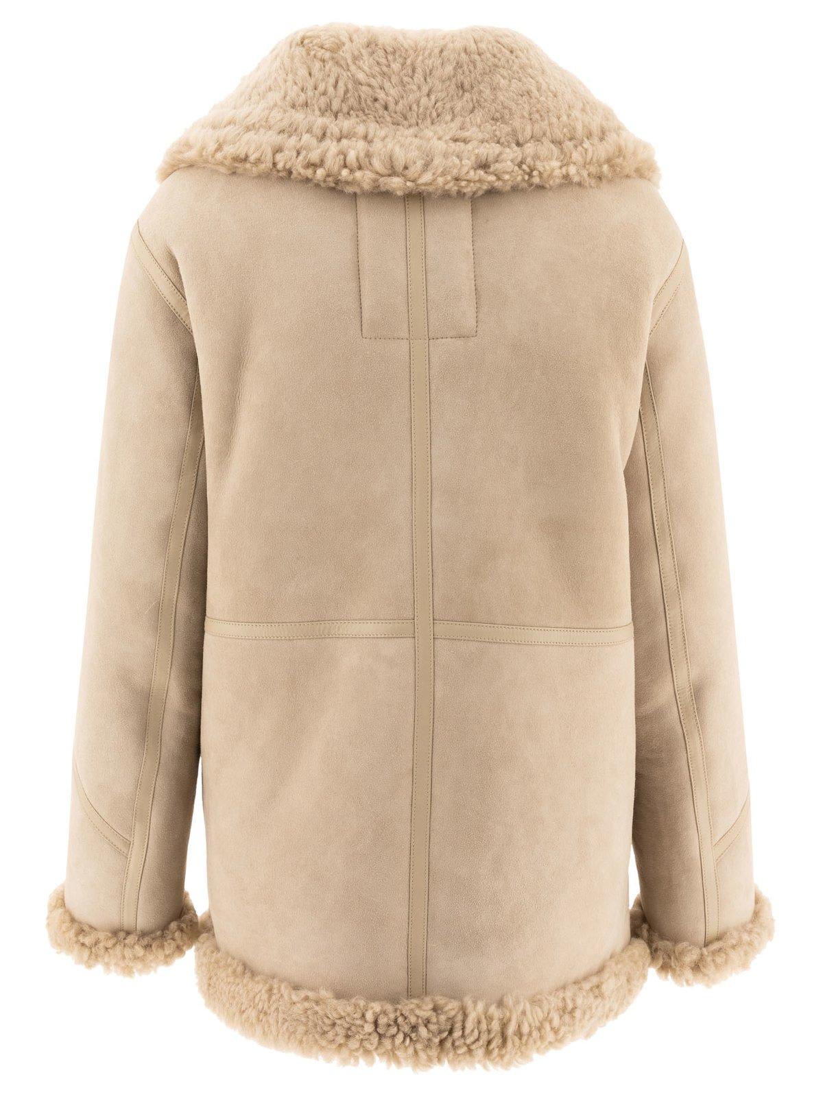 Burberry Shearling-lined Leather Jacket In Neutrals