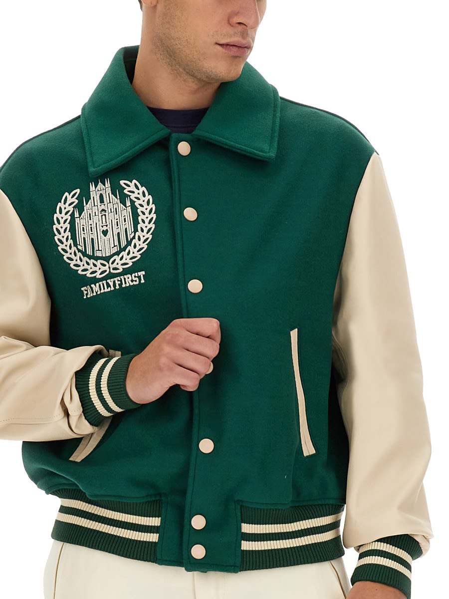 Shop Family First Milano College Varsity Jacket In Green