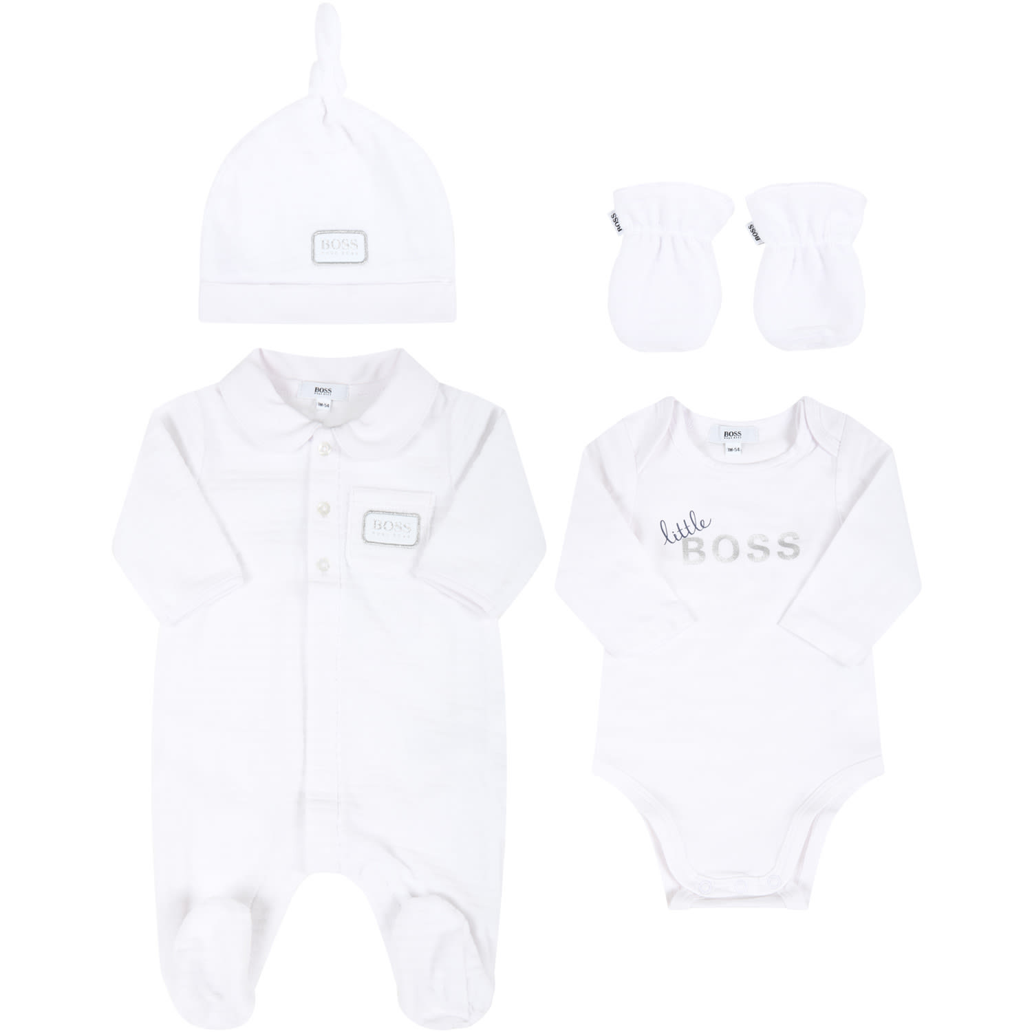 Hugo Boss White Set For Baby Boy With Logo