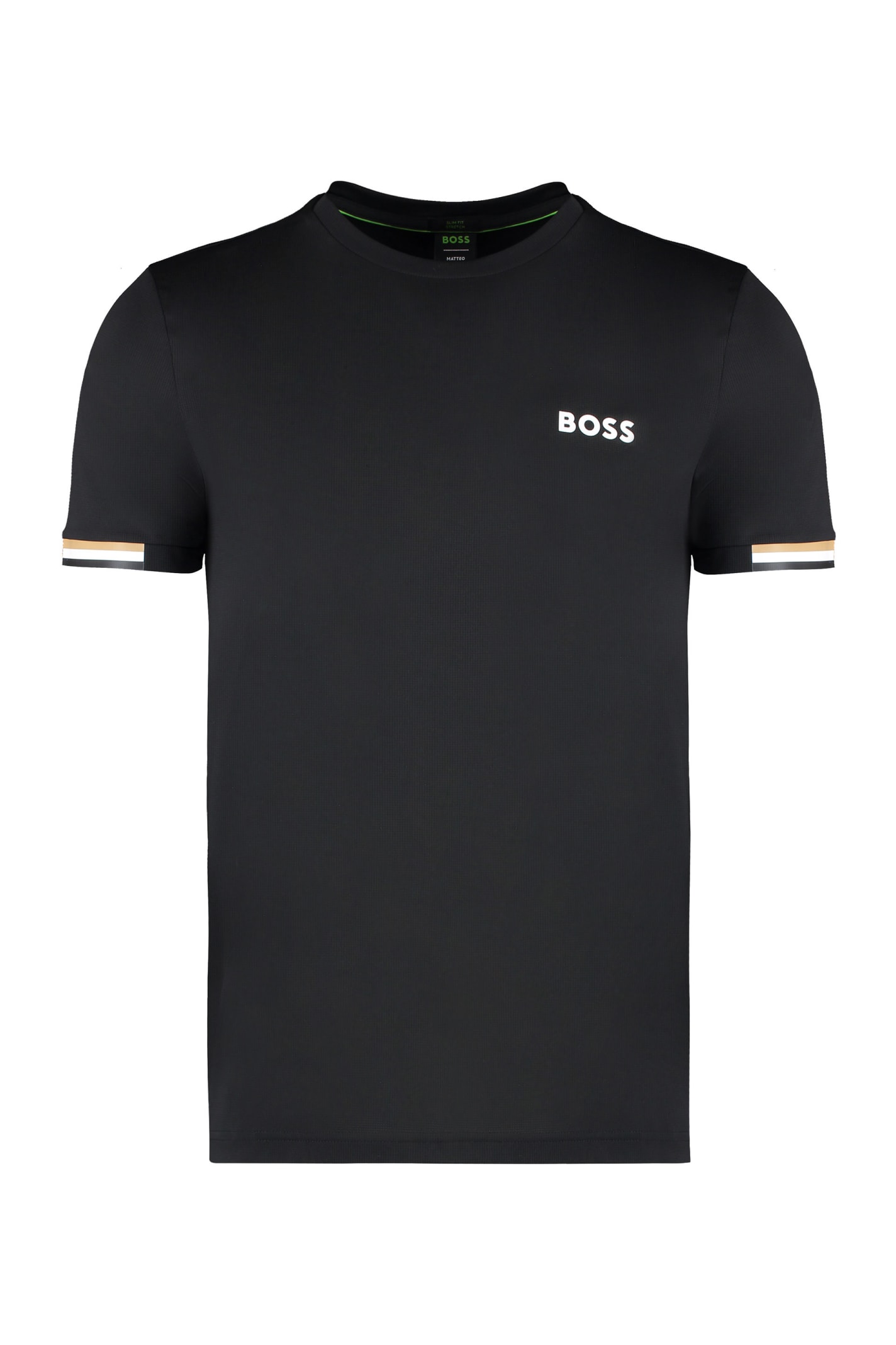 Shop Hugo Boss Boss X Matteo Berrettini - Techno Fabric T-shirt In Black