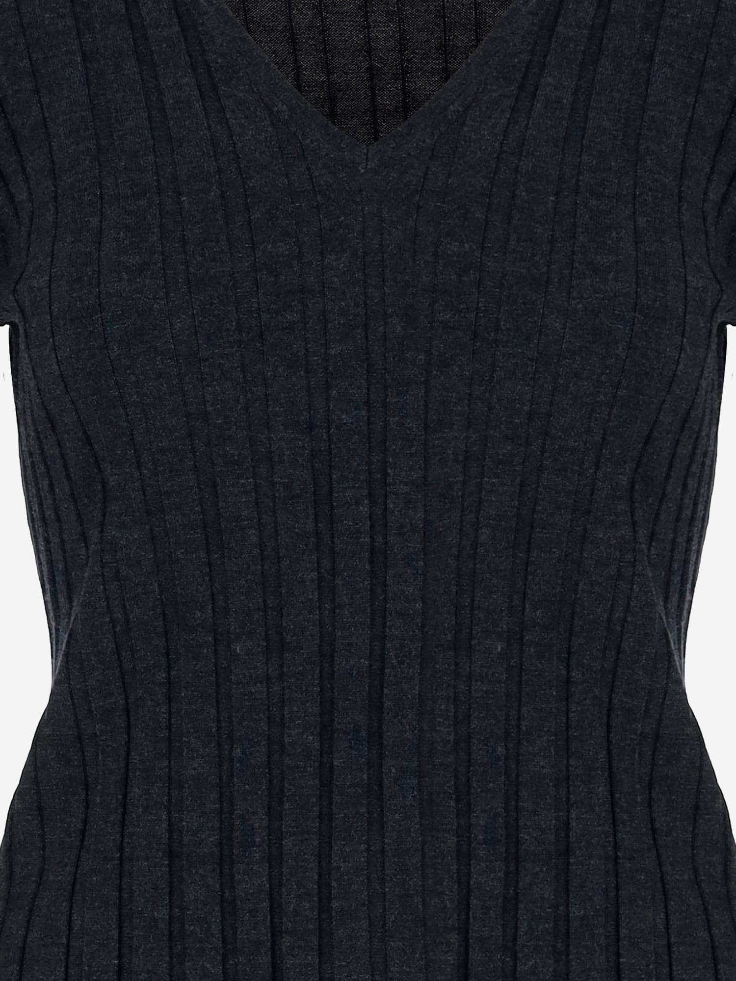 Allude Wool Sweater With Striped Pattern In Black