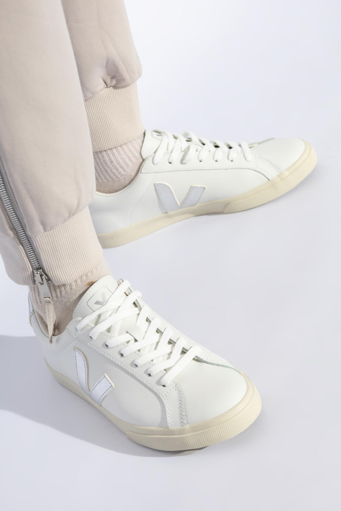 Veja Esplar Leather Sneaker In White Silver In White