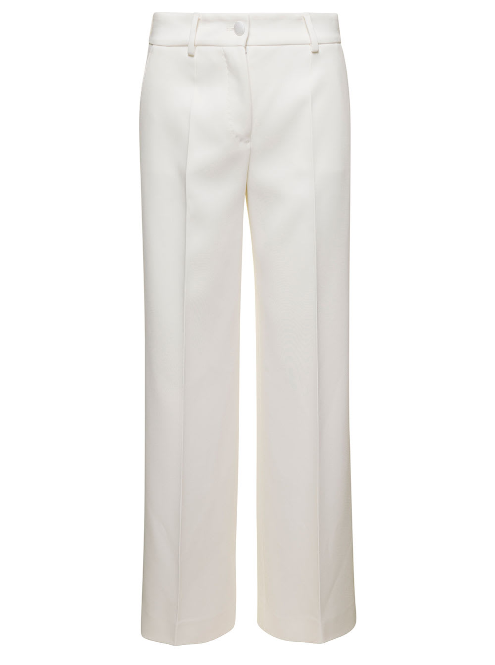 Dolce & Gabbana White Palazzo Pants With Logo Detail In White