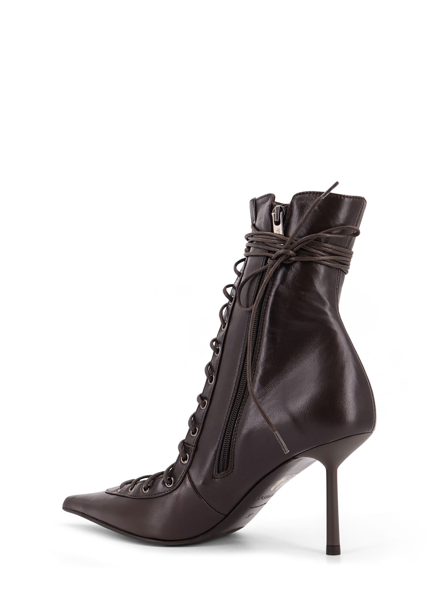 Le Silla 80mm Colette Lace-up Pointed-toe Ankle Boots In Brown