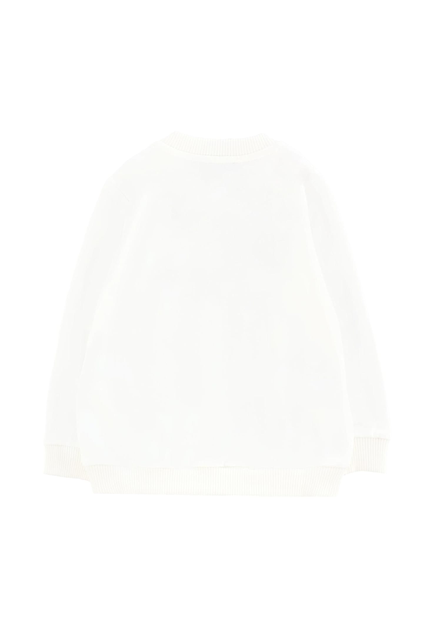 Moschino Ivory Sweatshirt For Babykids With Teddy Bear In White