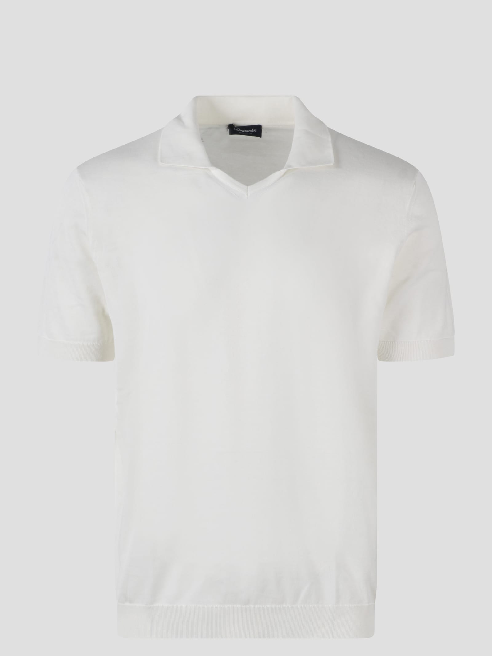 Shop Drumohr Buttonless Cotton Polo Shirt In White