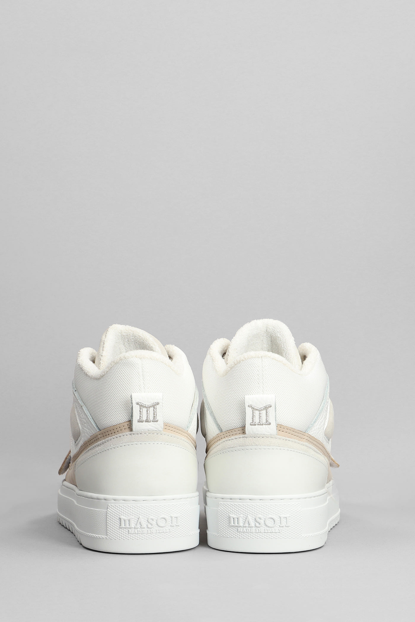 Shop Mason Garments Firenze Mid Sneakers In White Leather And Fabric