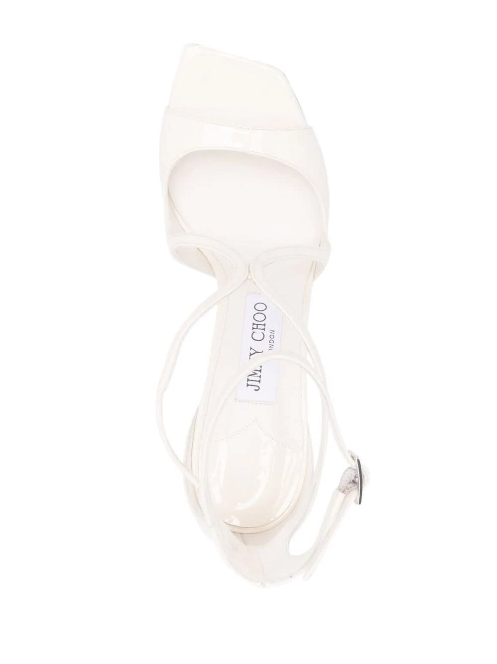JIMMY CHOO AZIA SANDALS IN MILK WHITE PATENT LEATHER
