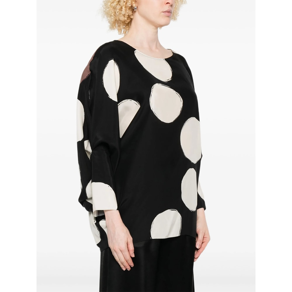 Gianluca Capannolo Bell-sleeve Polka-dot Top In Black