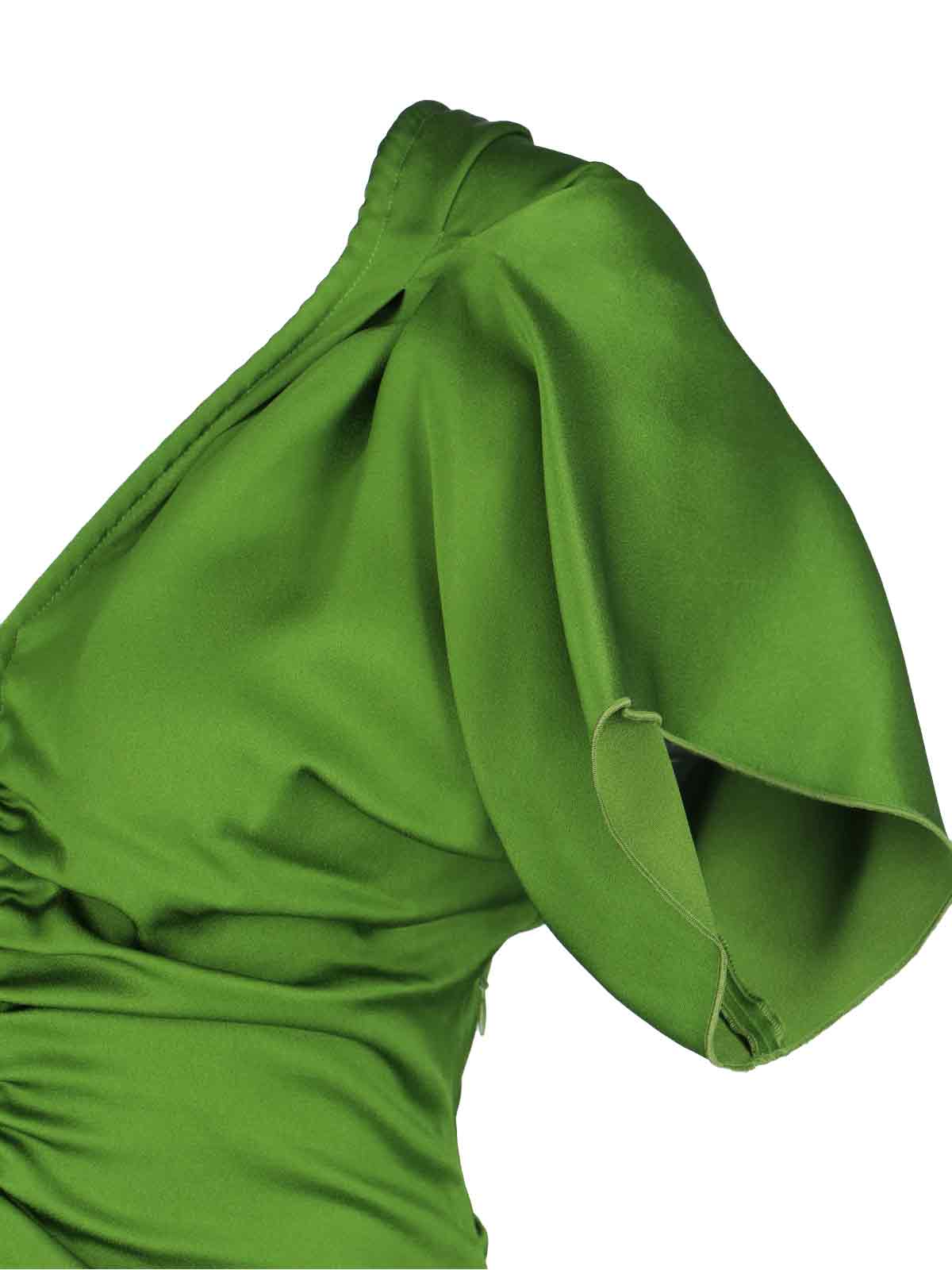 Victoria Beckham Asymmetric Ruched Midi Dress In Green
