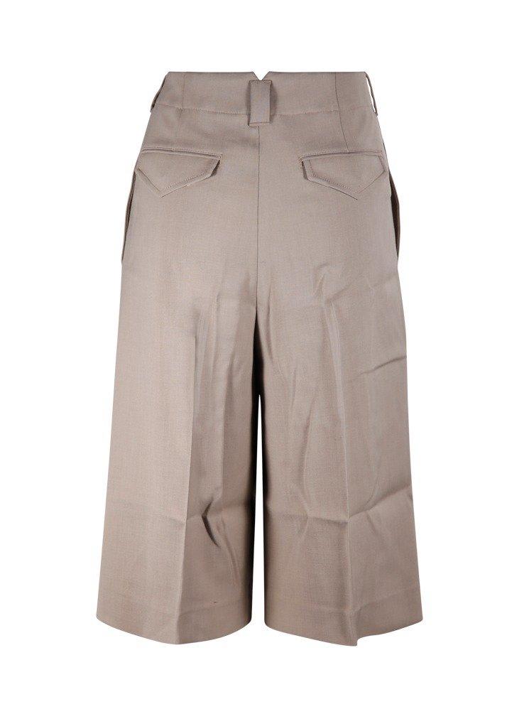 Ami Alexandre Mattiussi Paris Faille High Waisted Knee-length Shorts In Lighttaupe