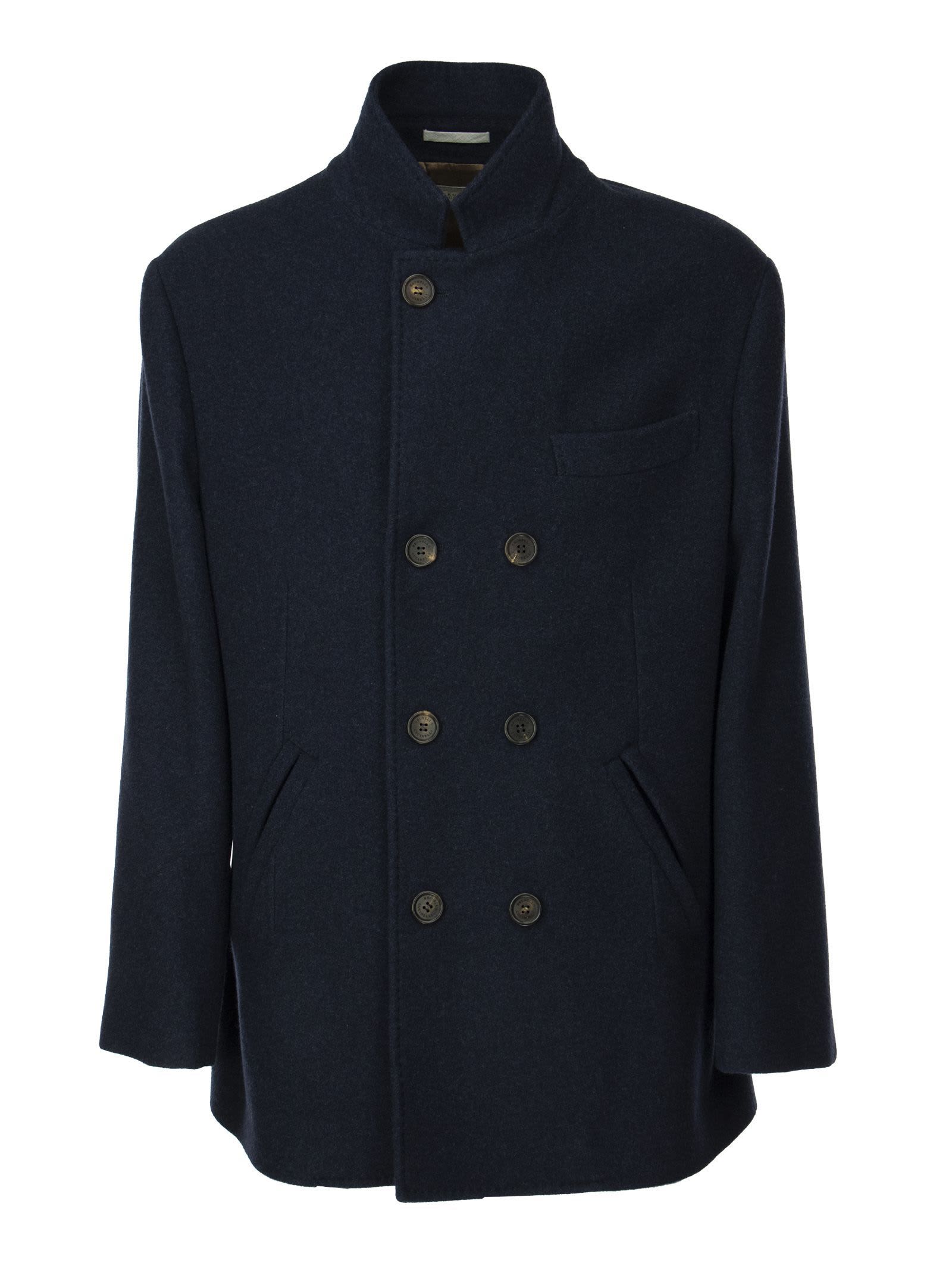 Brunello Cucinelli Lightweight Water-resistant Cashmere Pea Coat