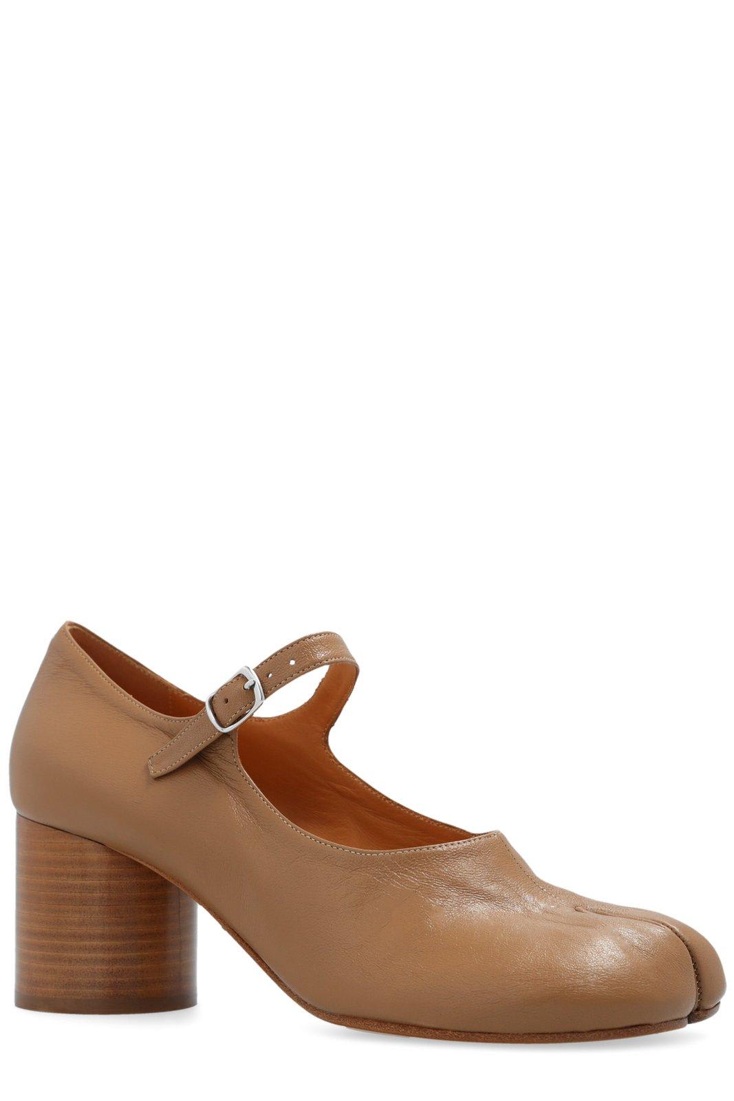 Shop Maison Margiela Tabi Mary-janes Pumps In Chamois