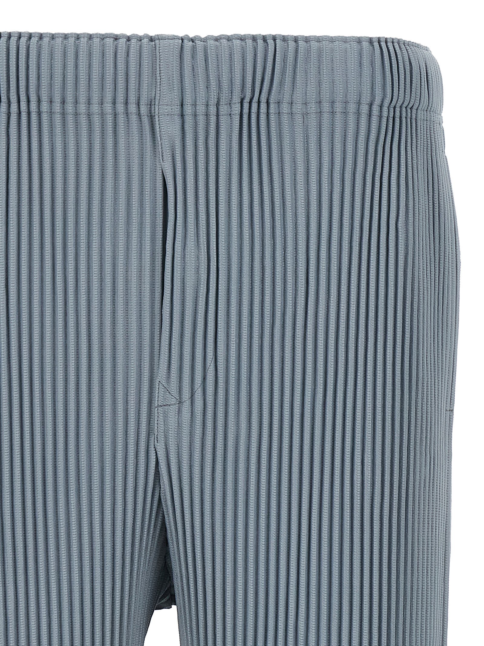 Issey Miyake Pleated Waistband Ribbed Texture Pocket Shorts In Blue