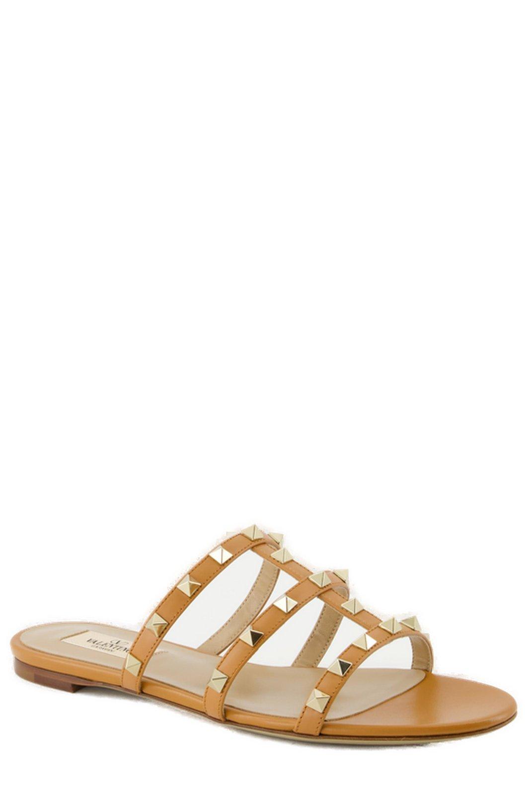 Valentino Garavani  Garavani - Rockstud Leather Slides In Brown