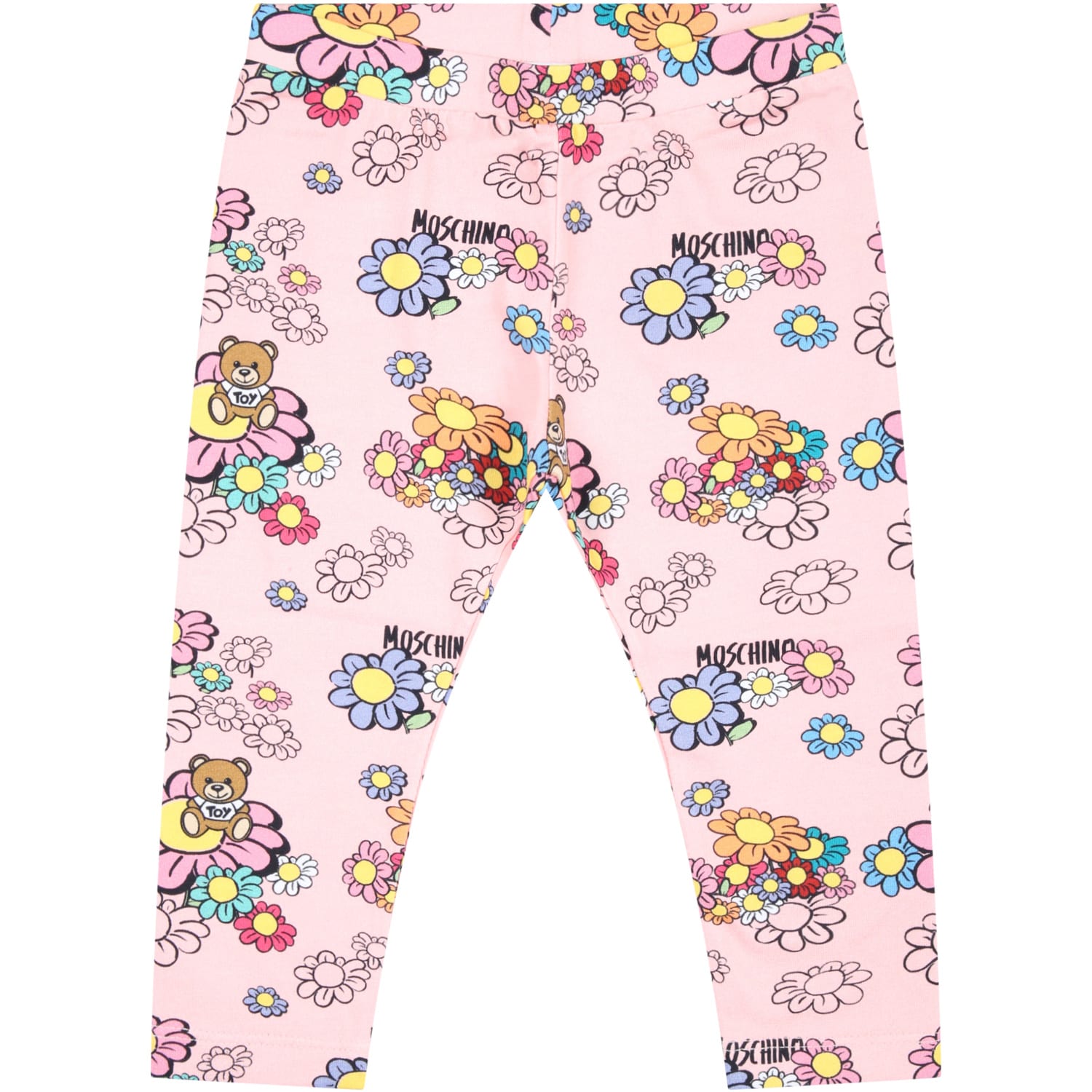 MOSCHINO PINK LEGGINGS FOR BABY GIRL WITH FLOWERS