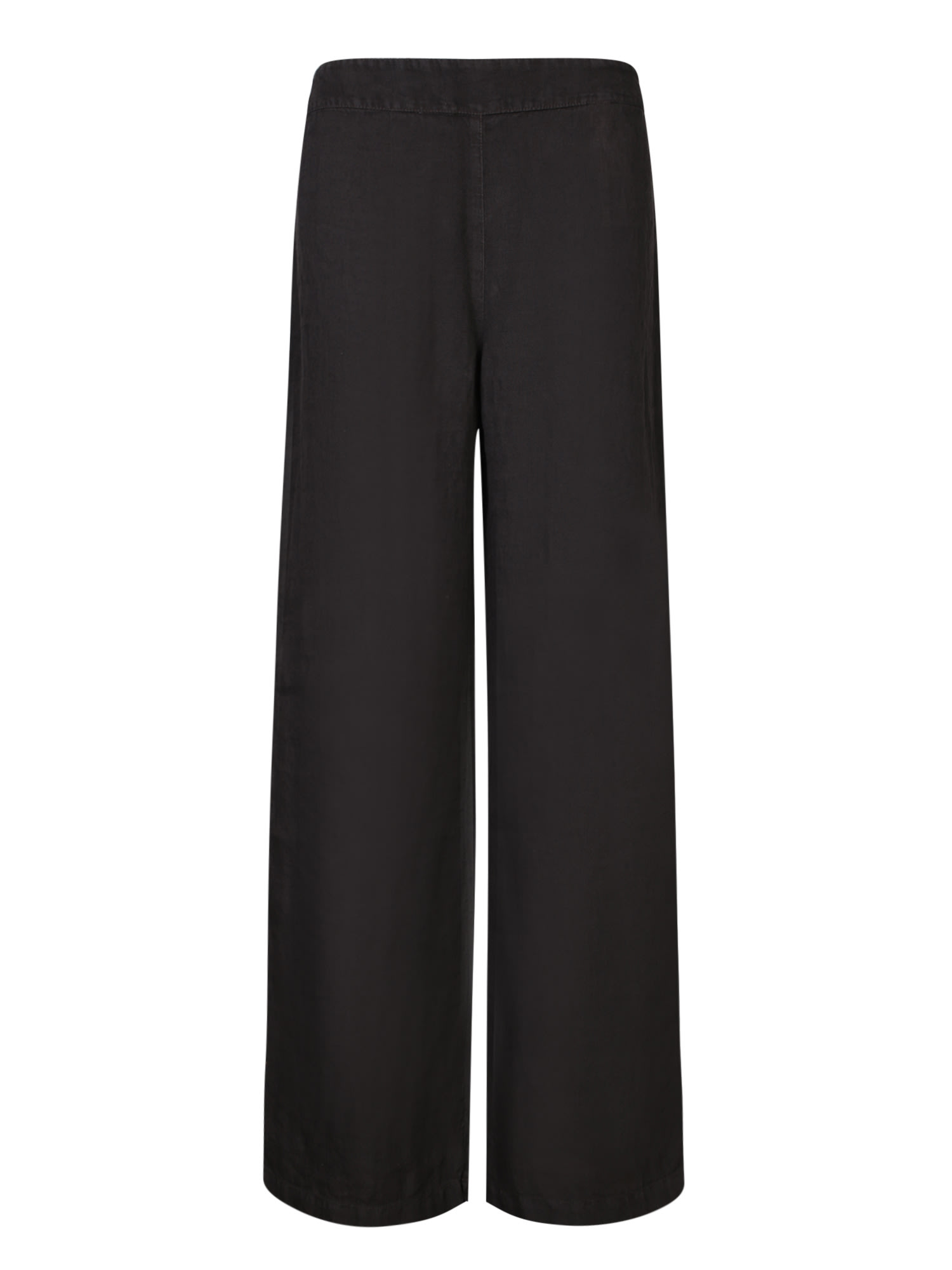 120% Lino Wide Leg Black Linen Trousers