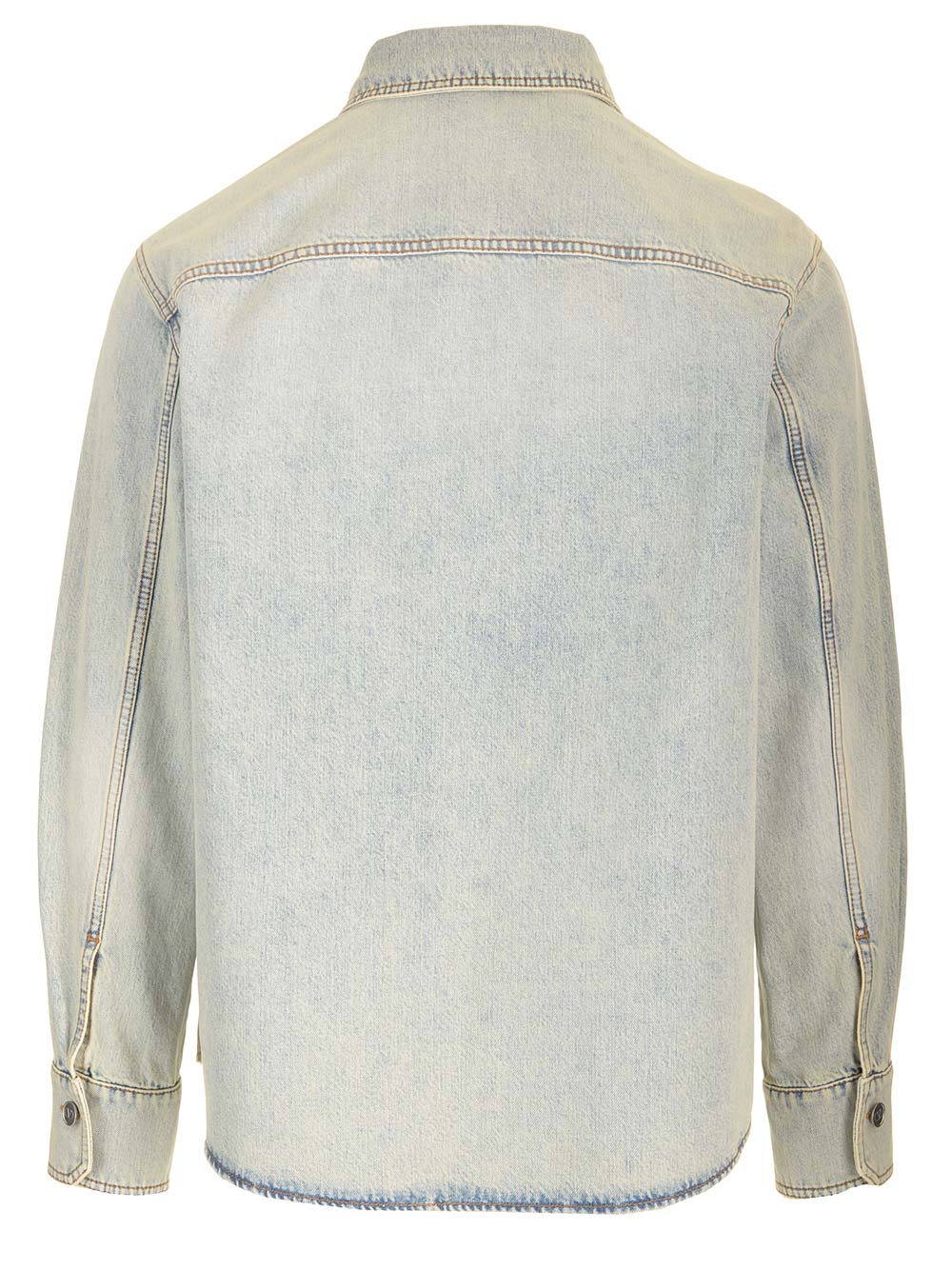 Shop Valentino Denim Shirt Jacket In Clear Blue
