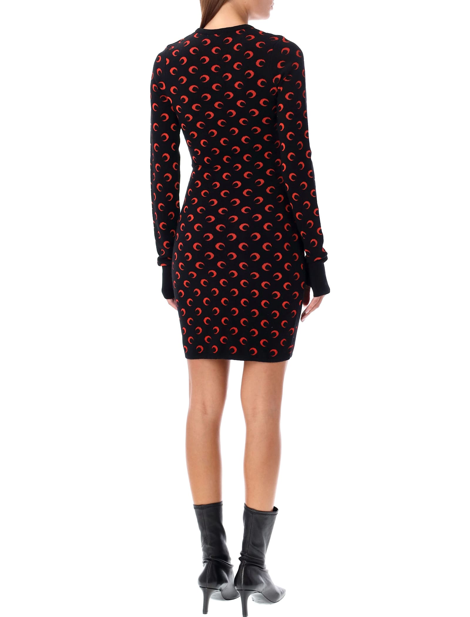 Shop Marine Serre Moon Jacquard Knit Mini Dress In Black Red Moon