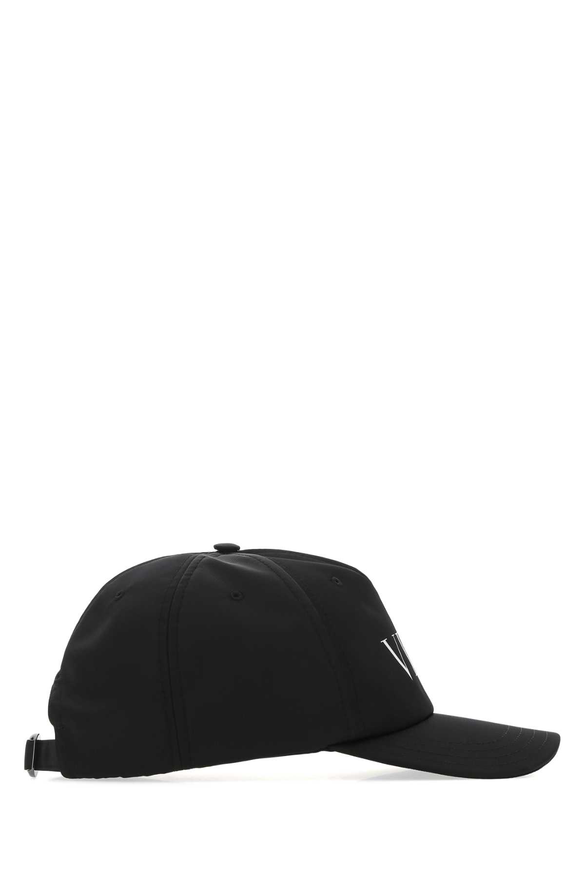 Shop Valentino Black Nylon Baseball Cap In 0ni
