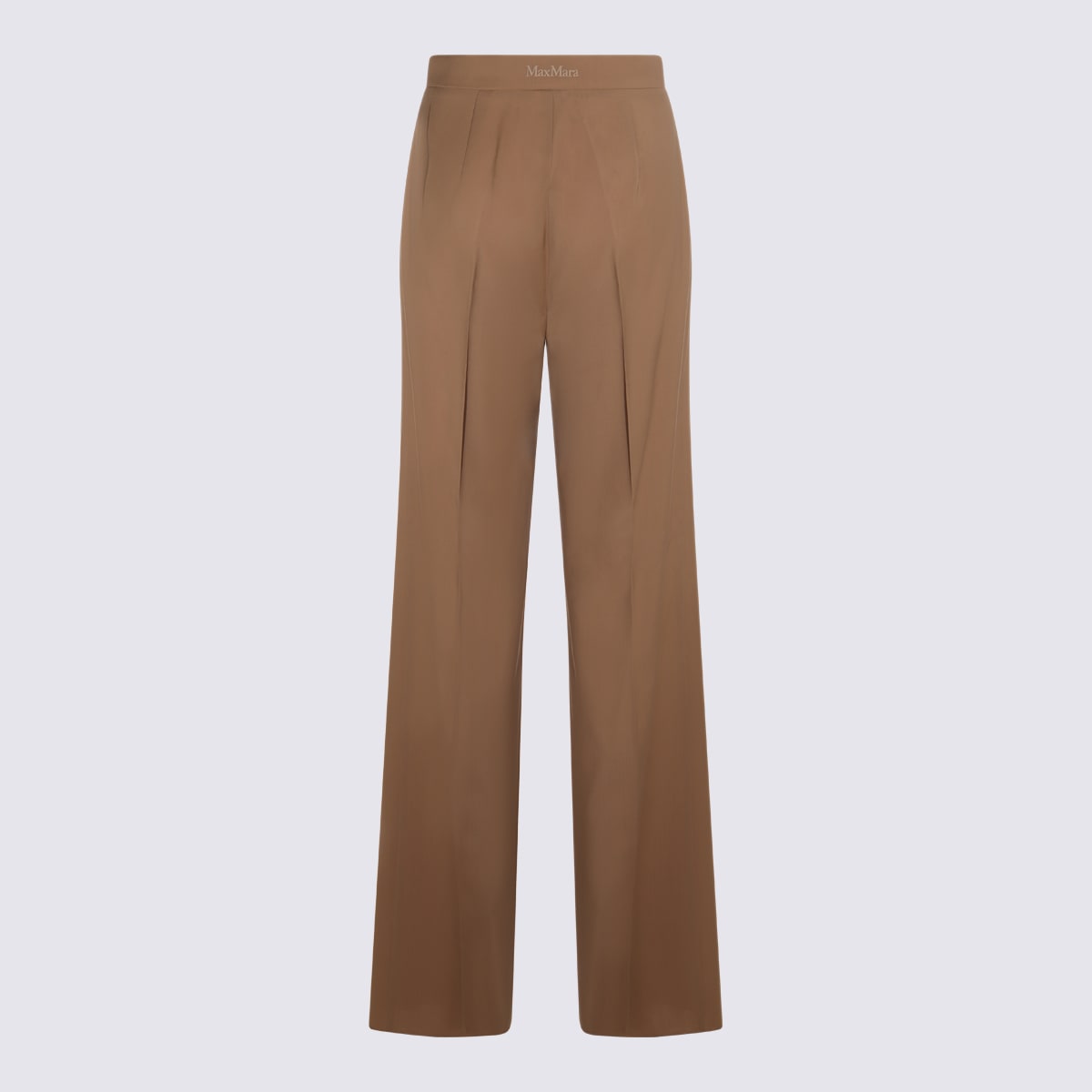 Max Mara Wool High Waist Wide-leg Trousers In Brown