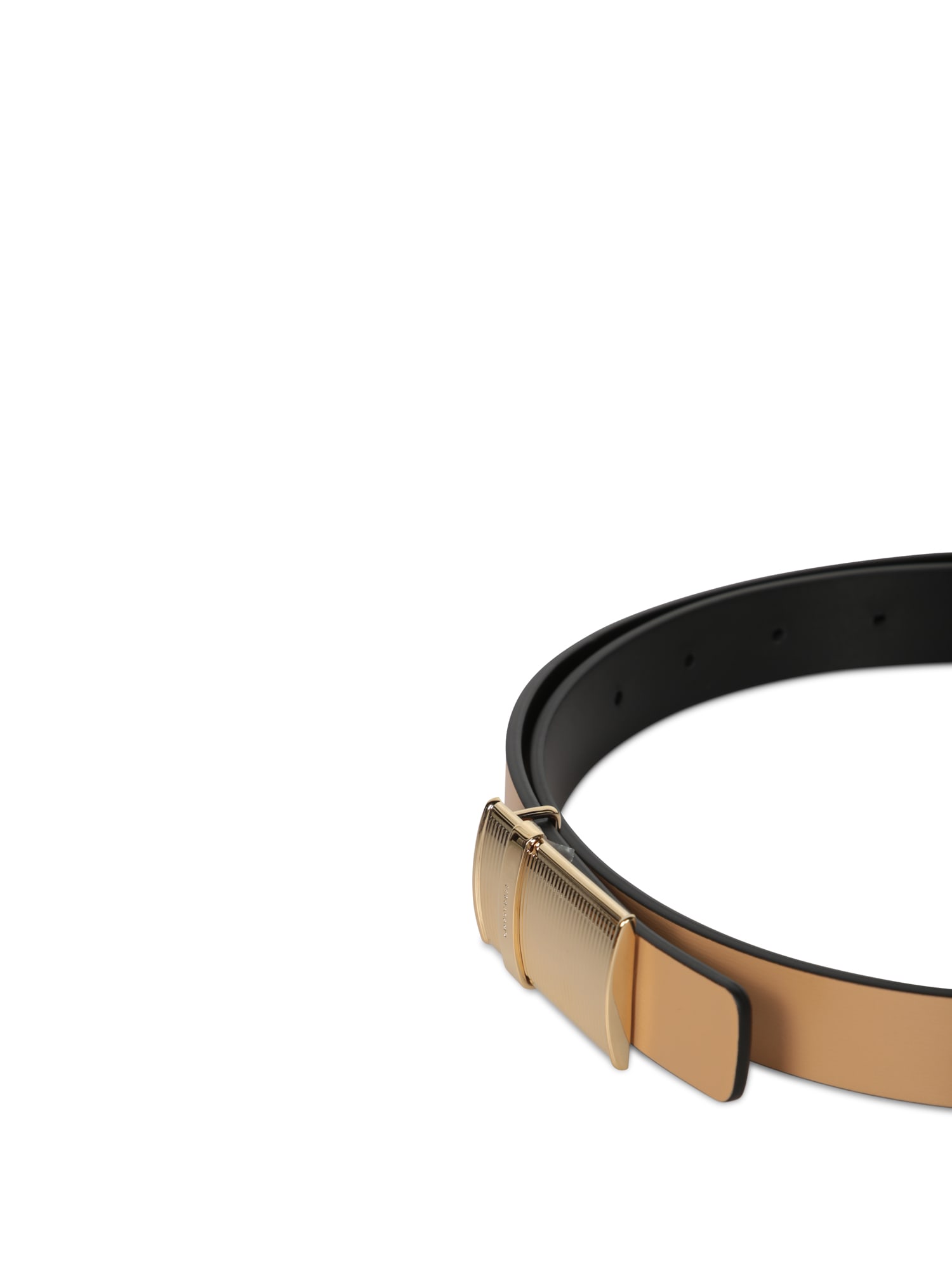 Shop Ferragamo Fiamma Leather Gold Belt In Beige