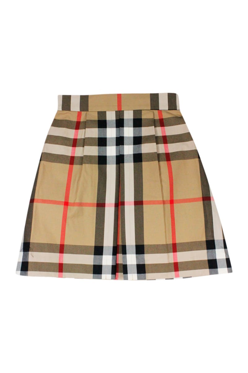 Burberry Girl's Anjelica Check-print Pleated Skirt In Neutral