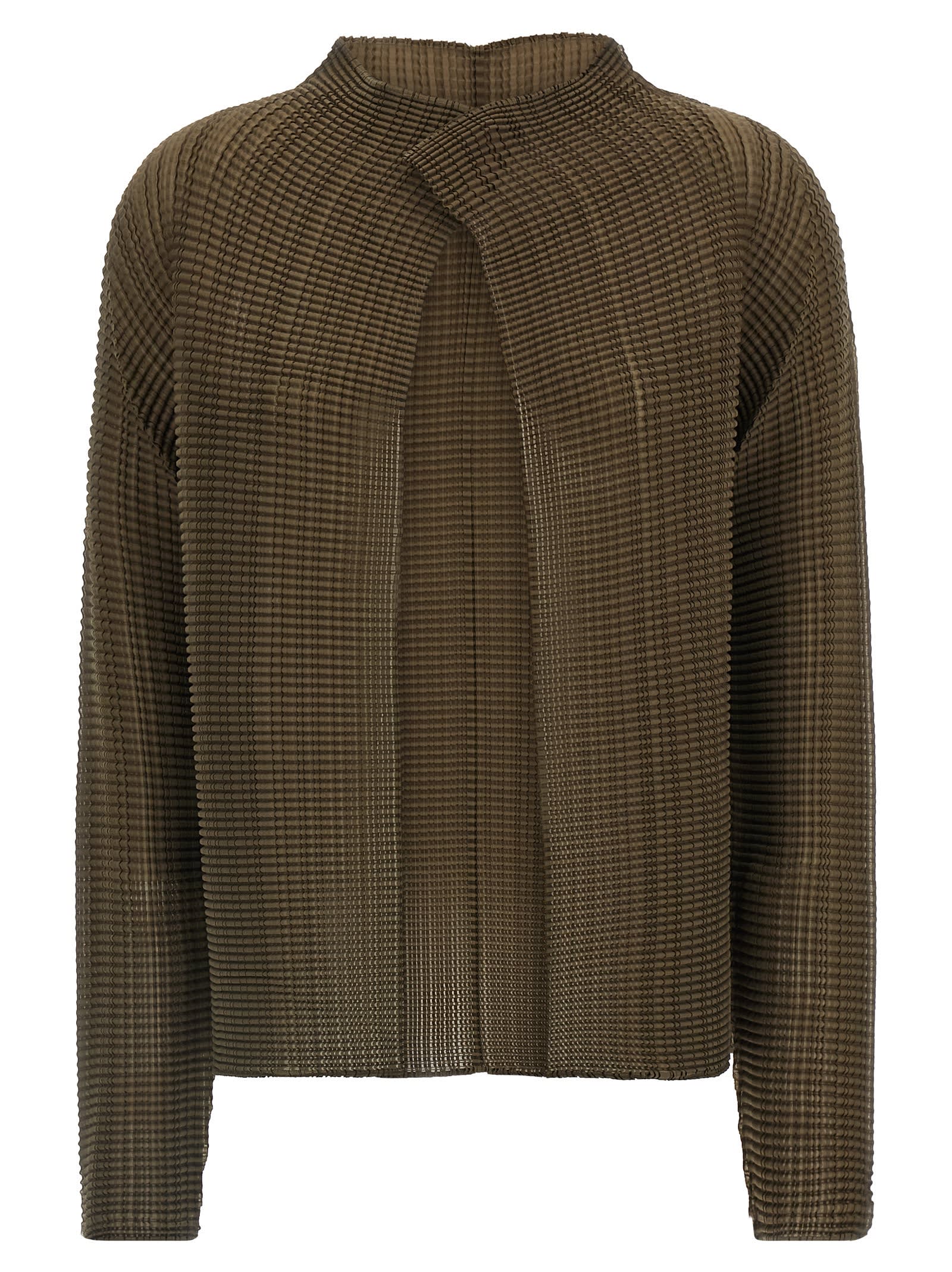 Issey Miyake Wooly Pleats-58 Cardigan In Green