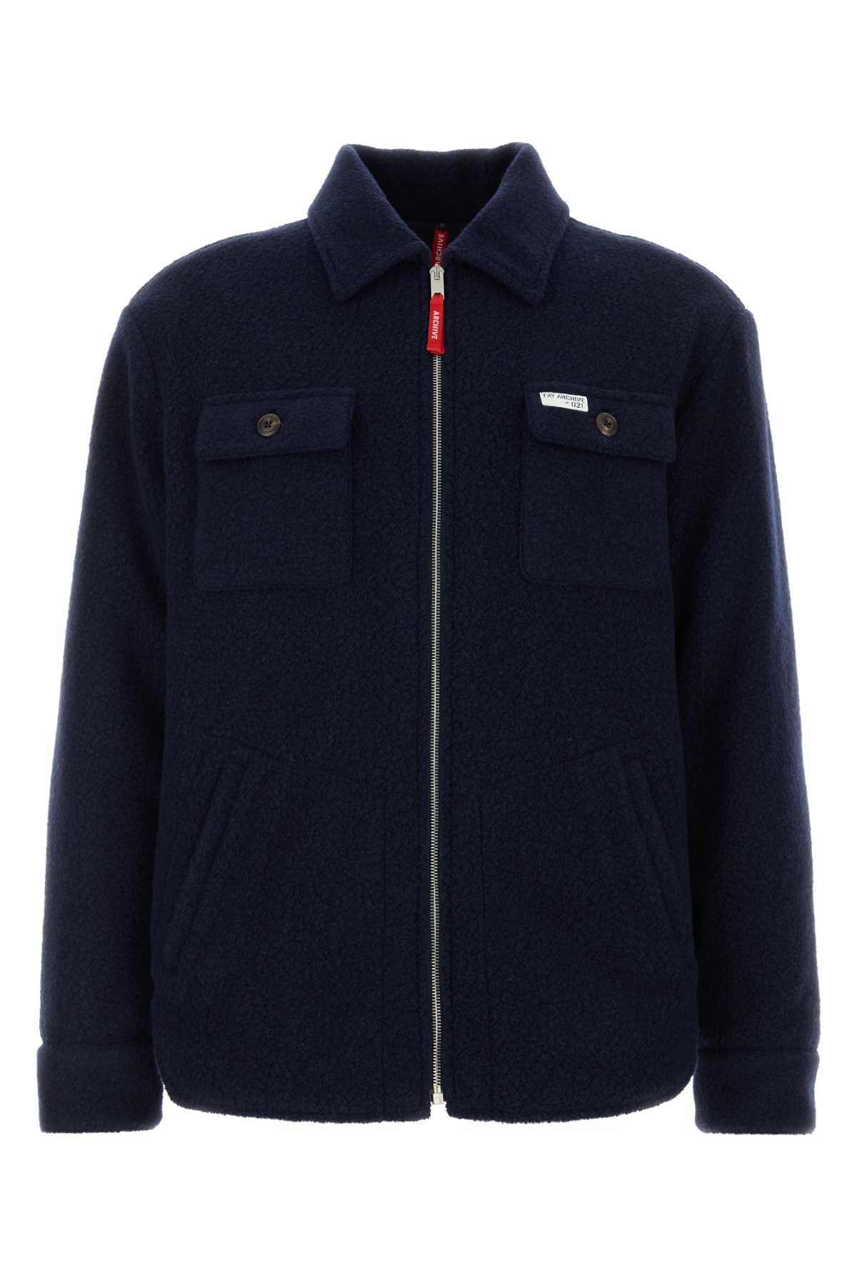 Shop Fay Navy Blue Wool Blend Jacket In U807