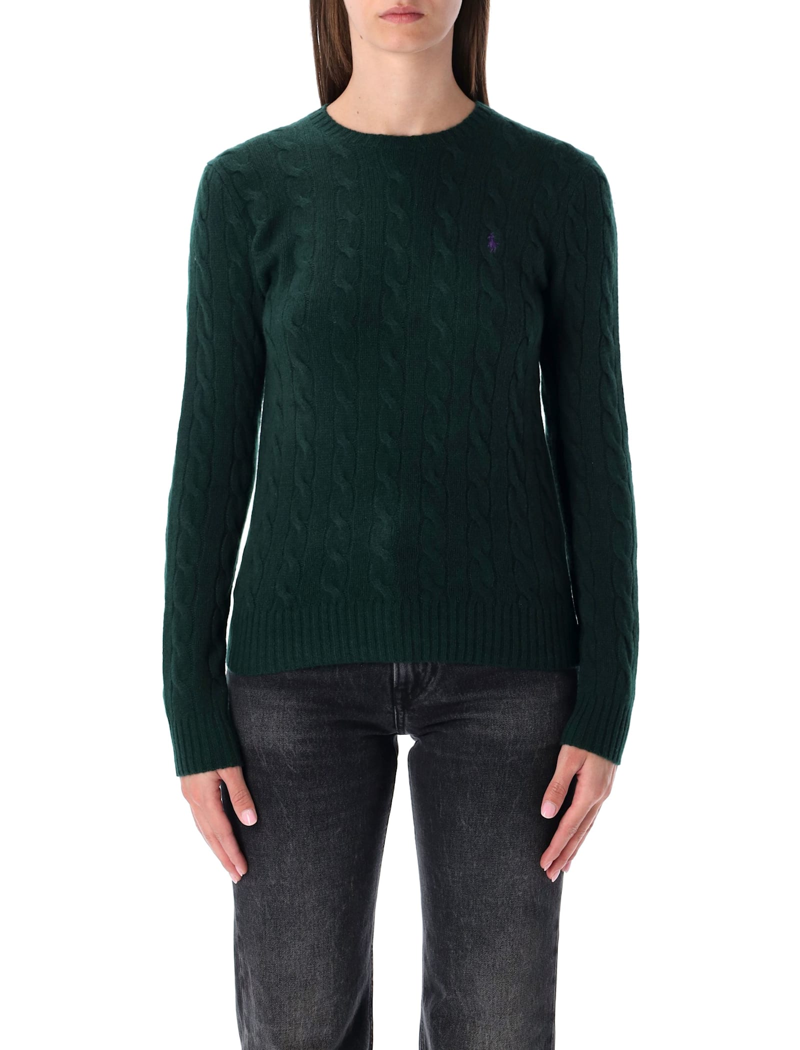 Polo Ralph Lauren Wool And Cashmere Cable-knit Sweater In Green