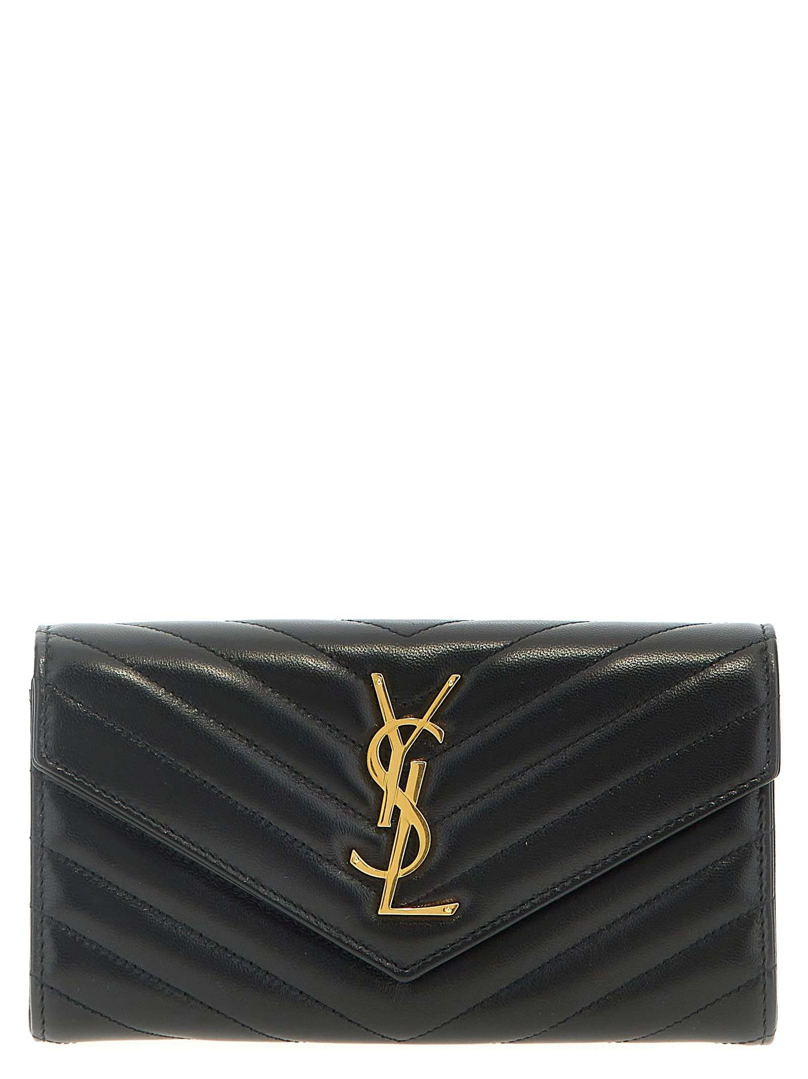 Saint Laurent Cassandre Wallet In Black