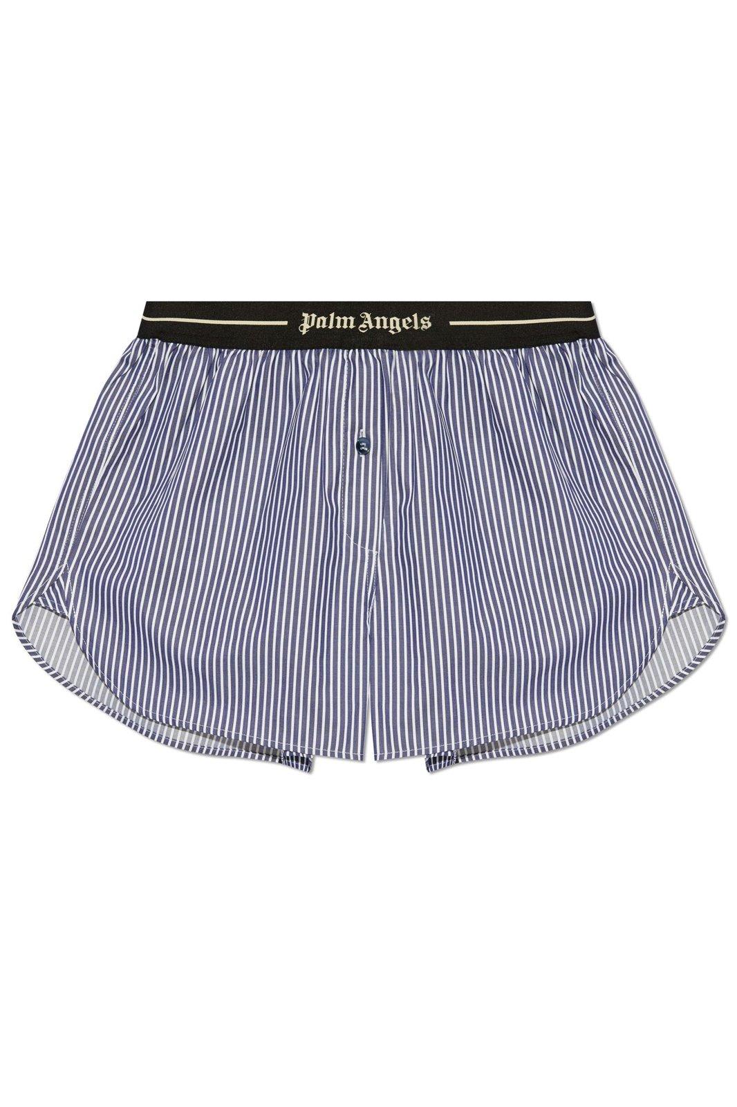 logo Waistband Striped Shorts