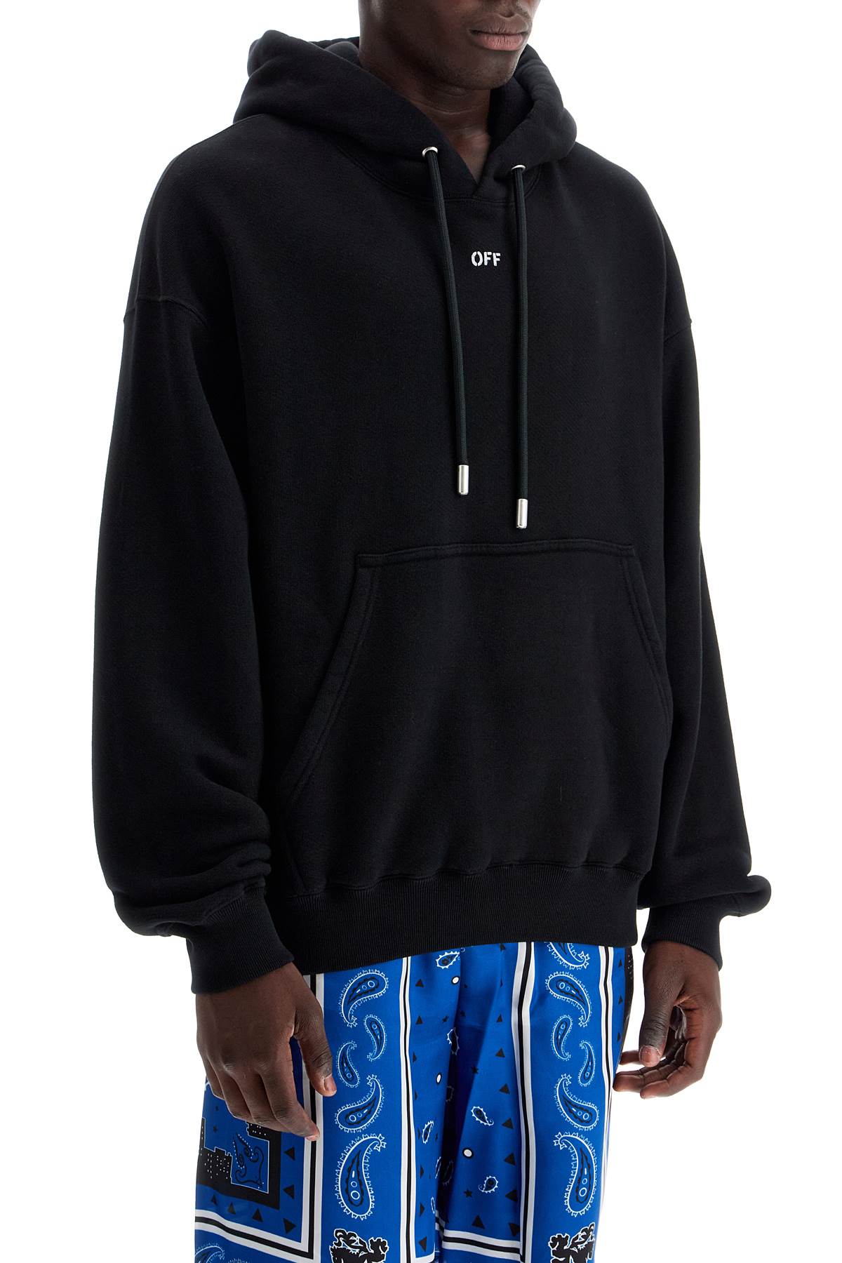 Shop Off-white Hooded Sweatshirt With Off Print In Black White (black)