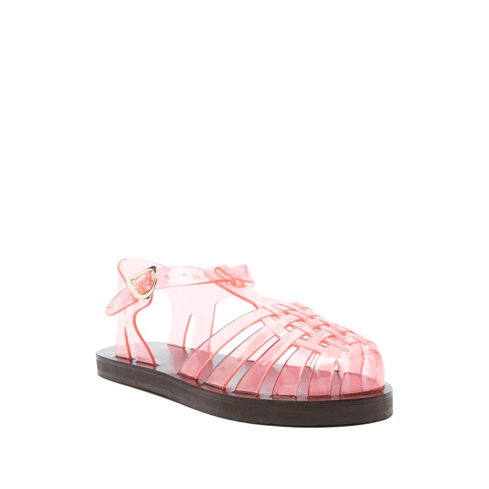 Ancient Greek Sandals Homeria Transparent Jelly Fisherman Sandals In Pink