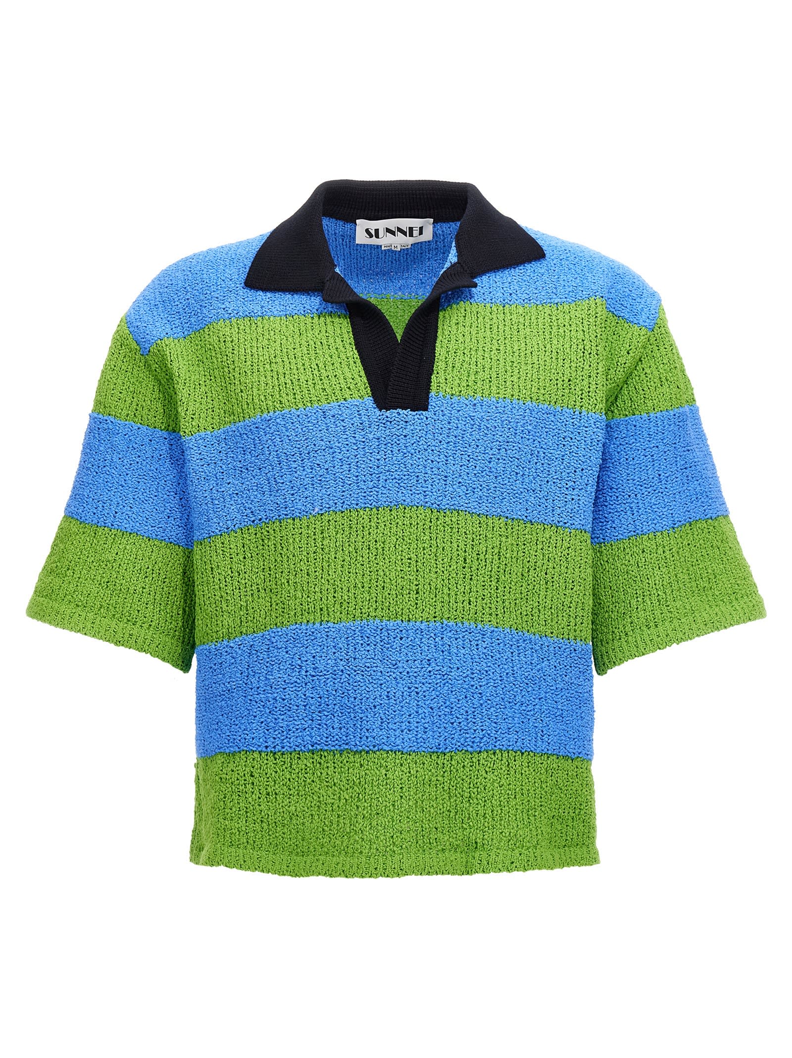 SUNNEI STRIPED KNIT POLO SHIRT