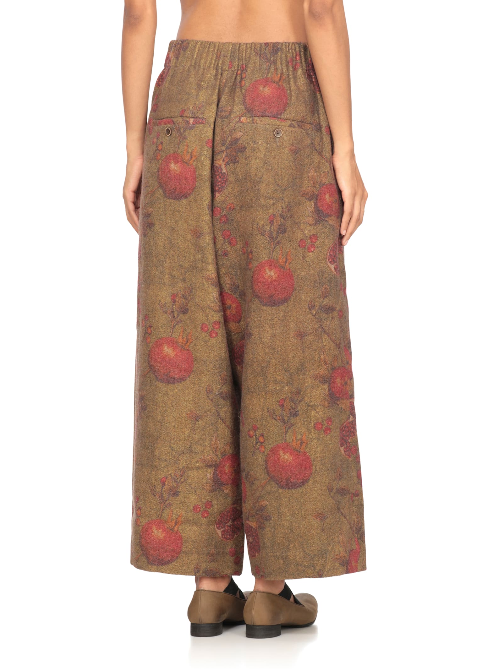 Uma Wang Wide-leg Floral Pattern Trousers In Brown