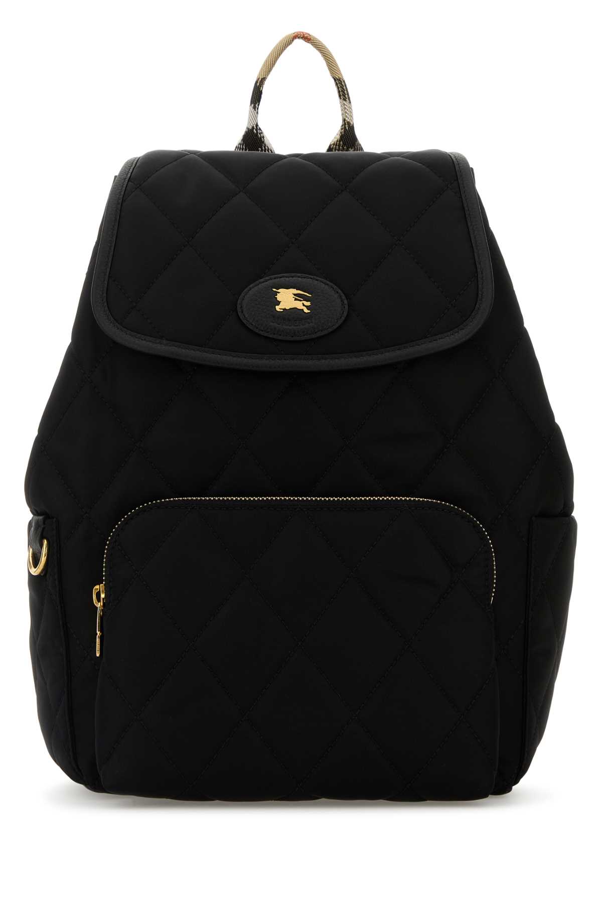 Burberry Black Fabric Horseshoe Backpack In Black