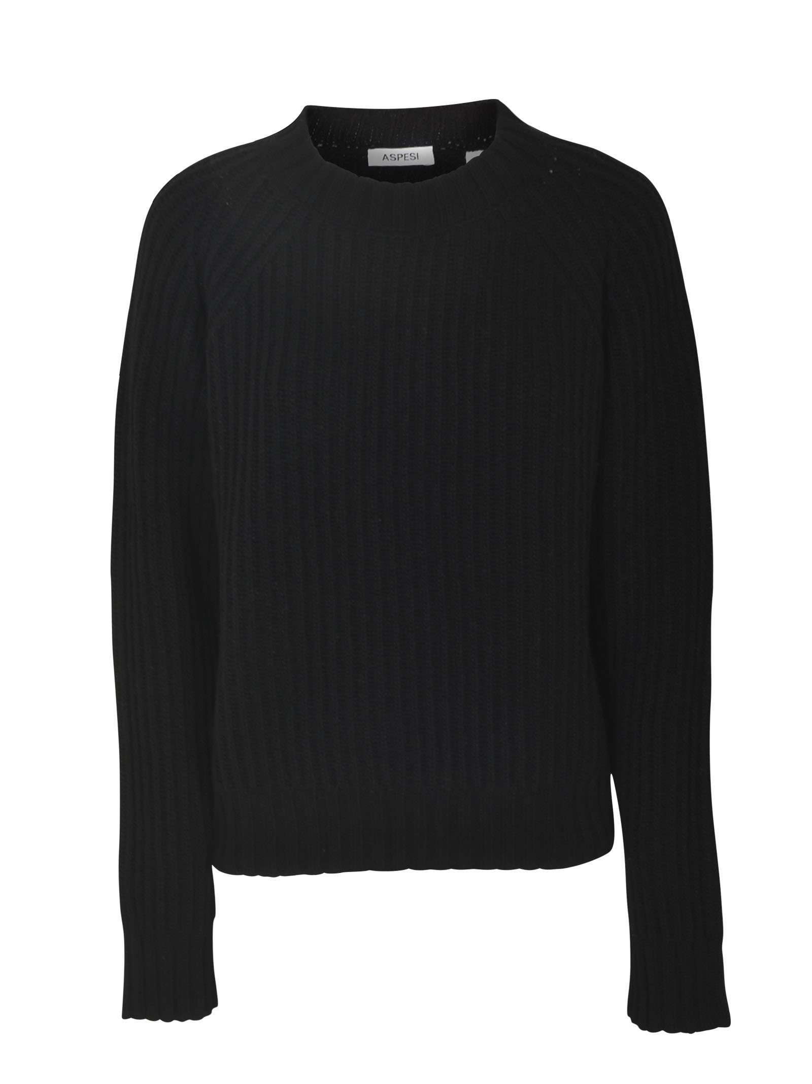 Shop Aspesi Stripe Patterned Rib Trim Sweater In Black