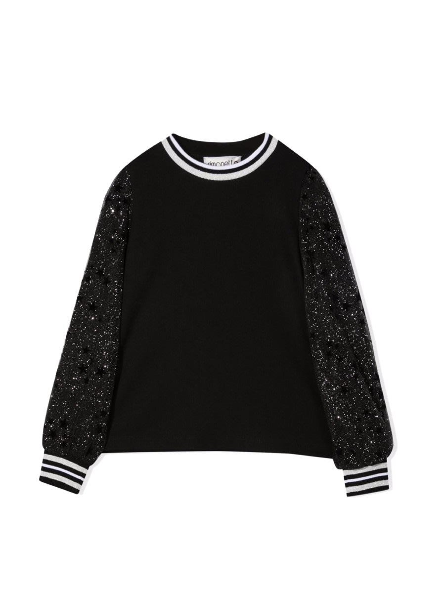 Simonetta Maglia Con Maniche In Tulle In Black