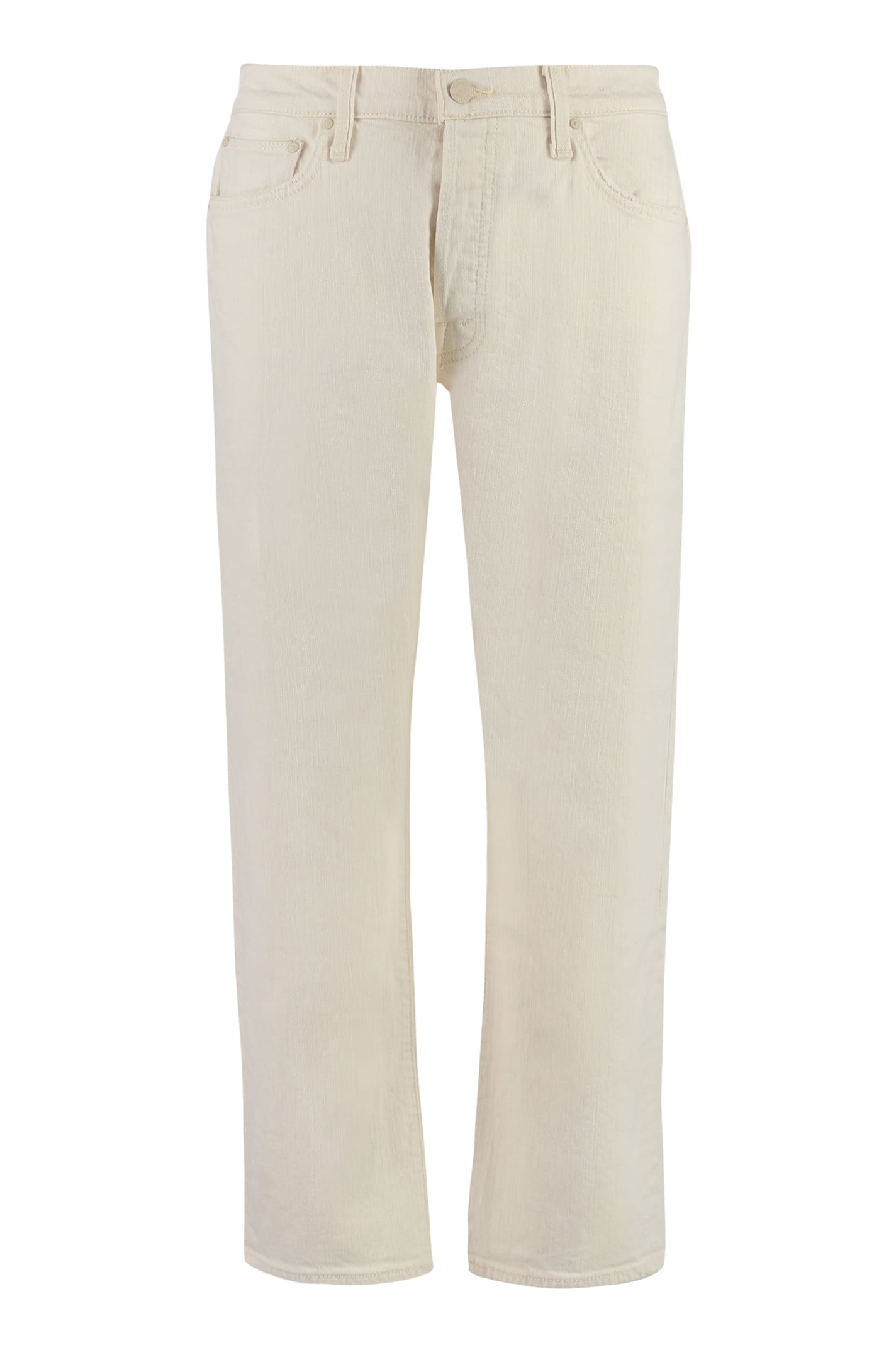 Shop Mother The Ditcher Cropped Trousers In Panna