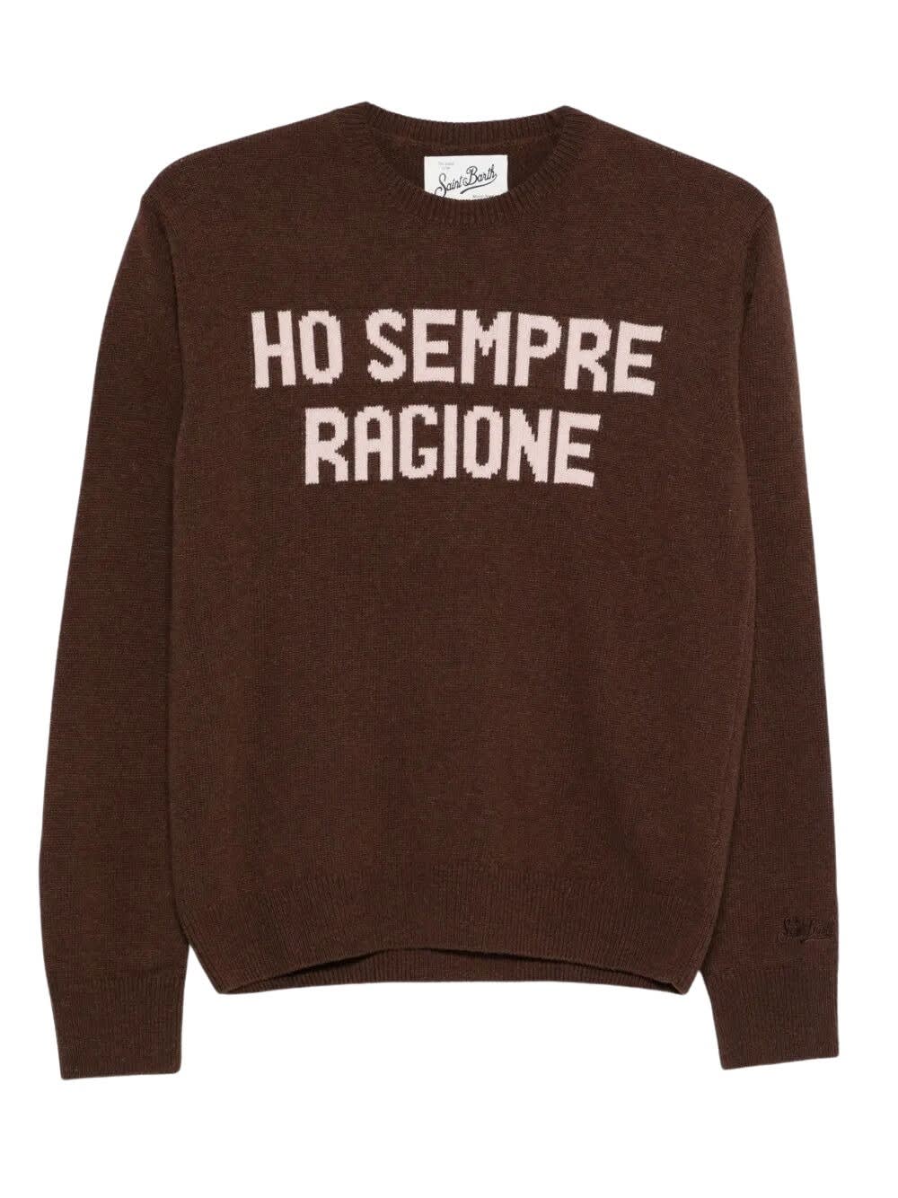 Mc2 Saint Barth Brown Crew Neck Sweater In Brown