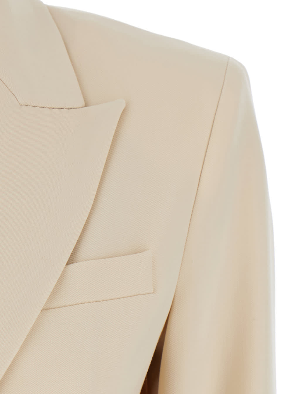 Shop Federica Tosi Beige Double-breasted Jacket With Peak Revers In Wool Blend Woman