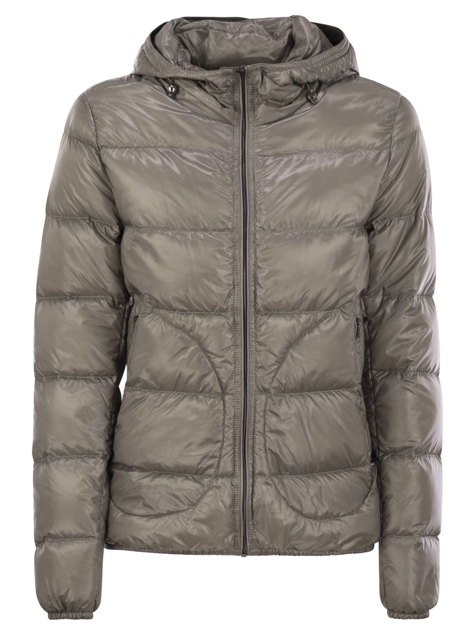 Shop Herno Ultralight Nylon Down Bomber Jacket In Turtledove