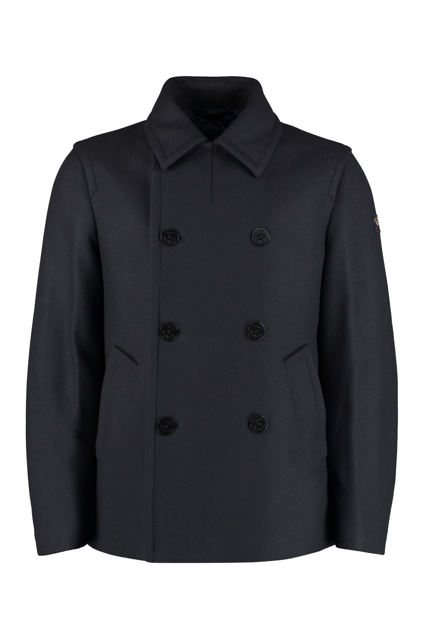 Shop Paul&amp;shark Double-breasted Coat In Blue