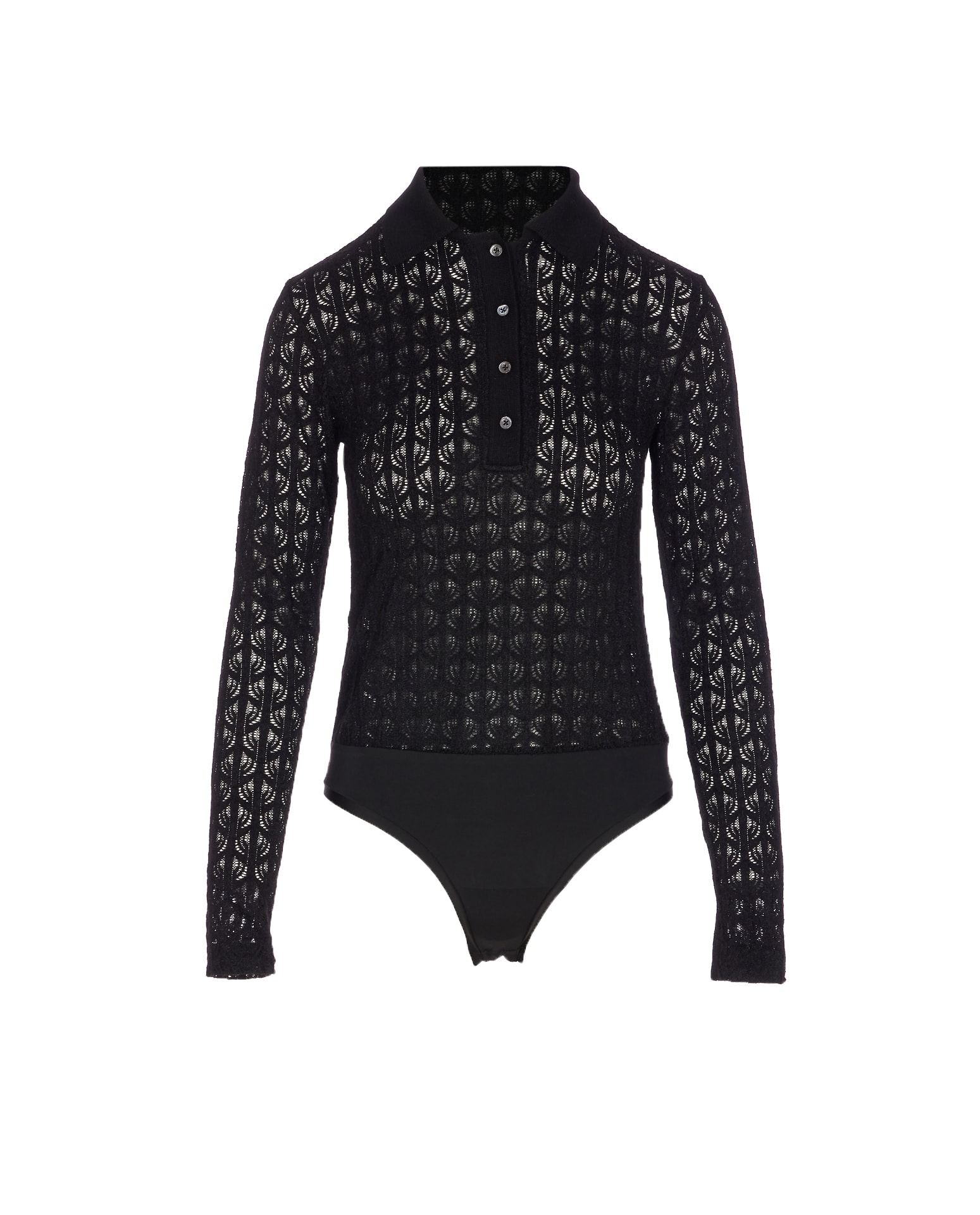Pinko Knit Lace Bodysuit In Black