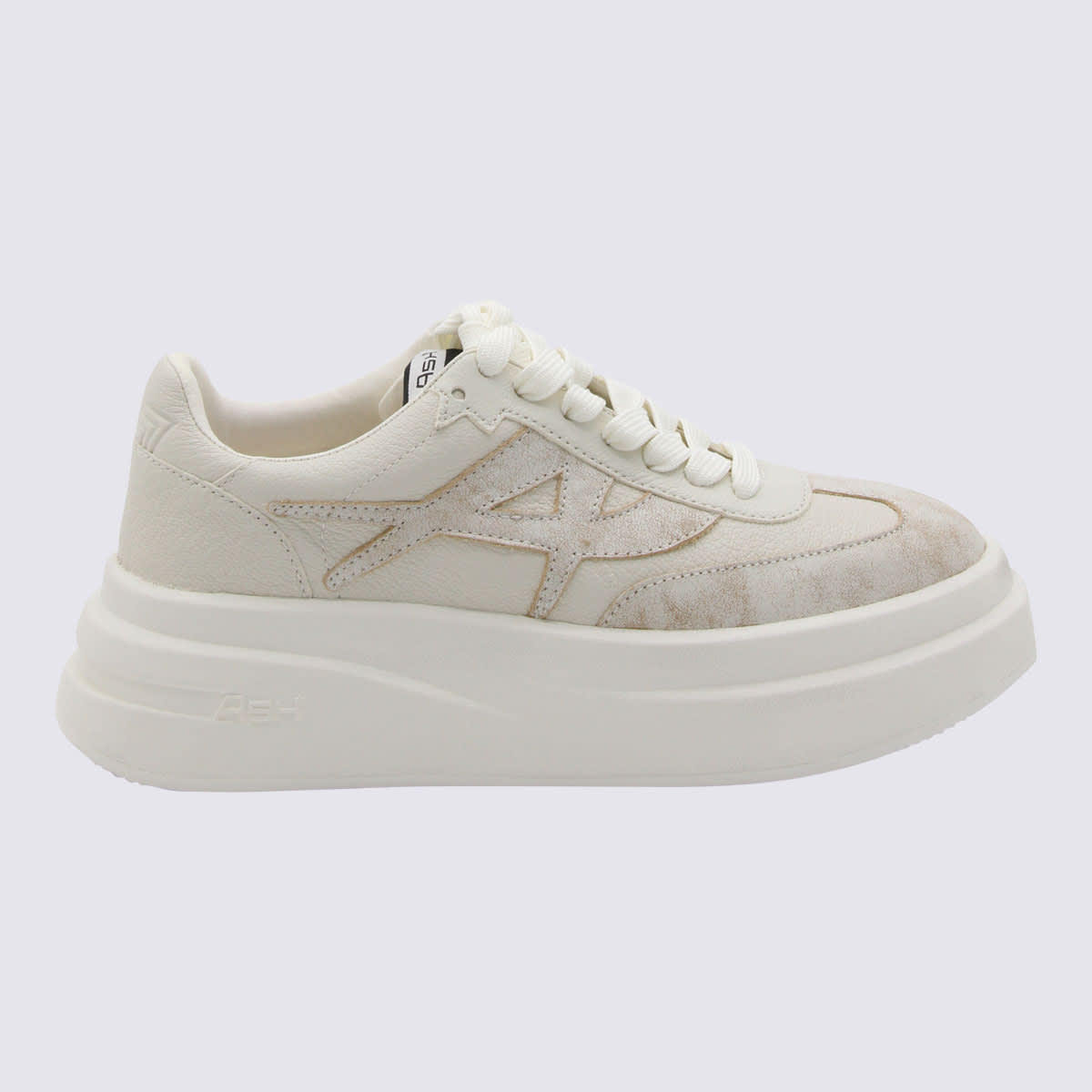 White And Beige Leather Sneakers