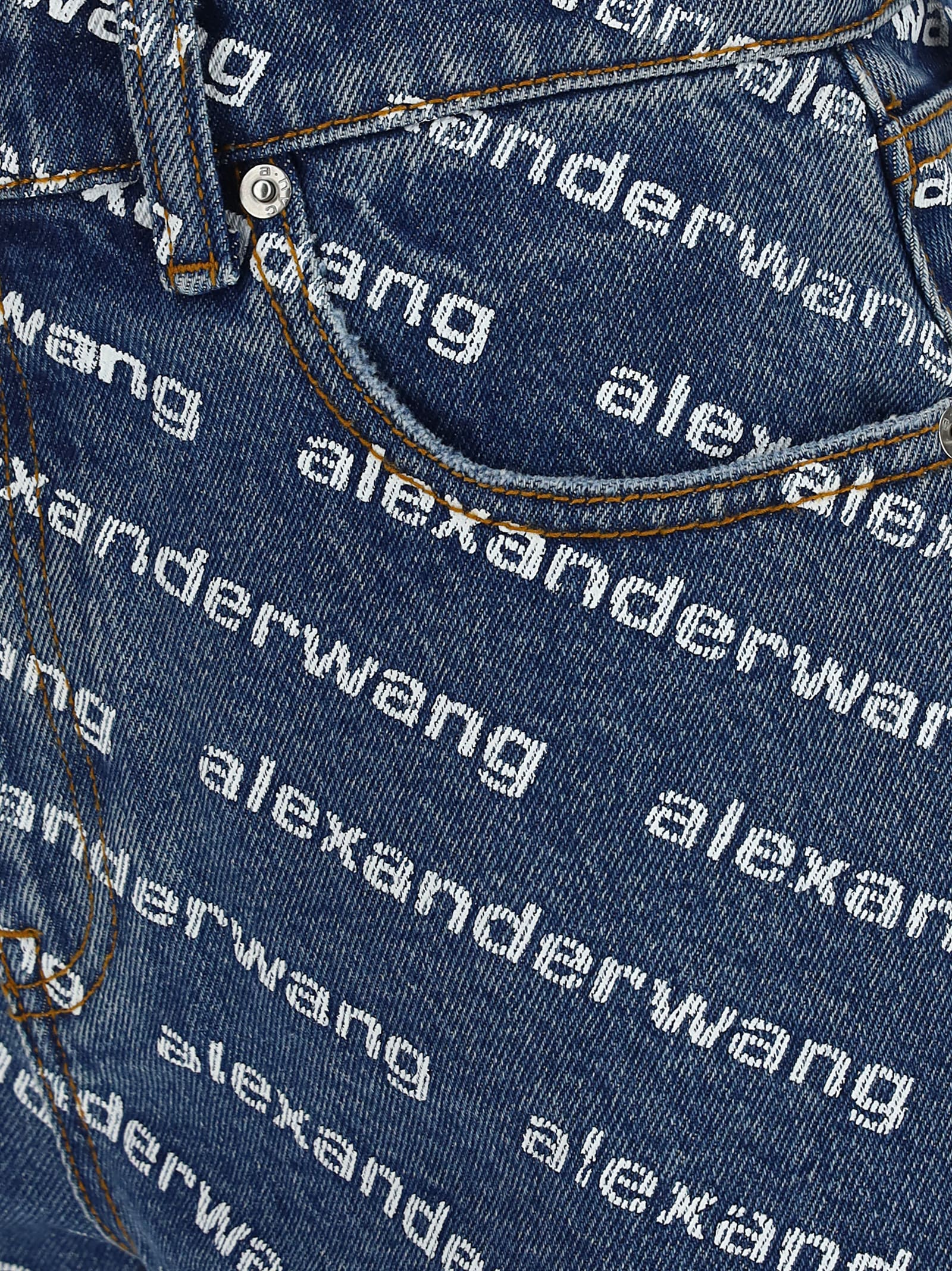 Shop Alexander Wang Bite Denim Shorts In Deep Blue White