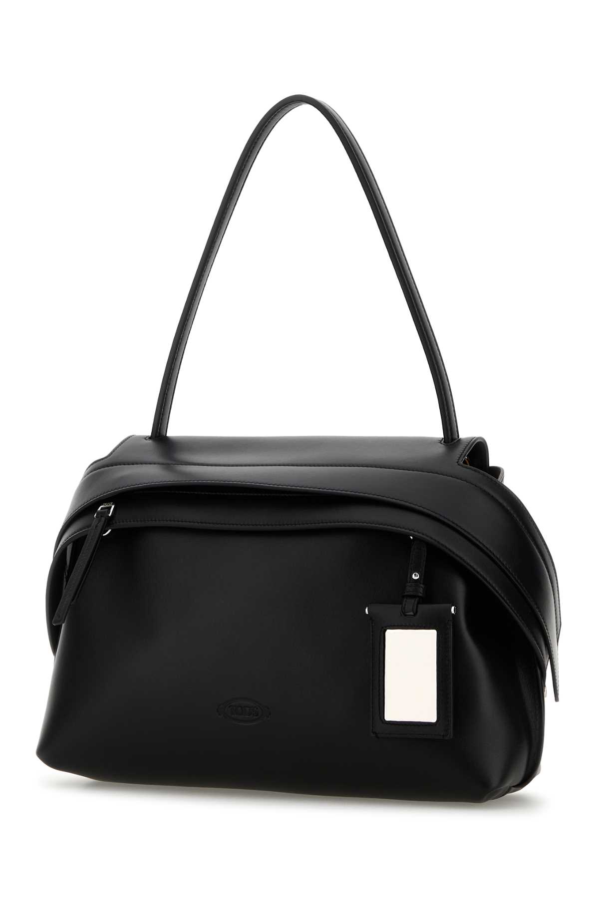 Tod's Black Eather Medium Tod S Wave Shoulder Bag In Black